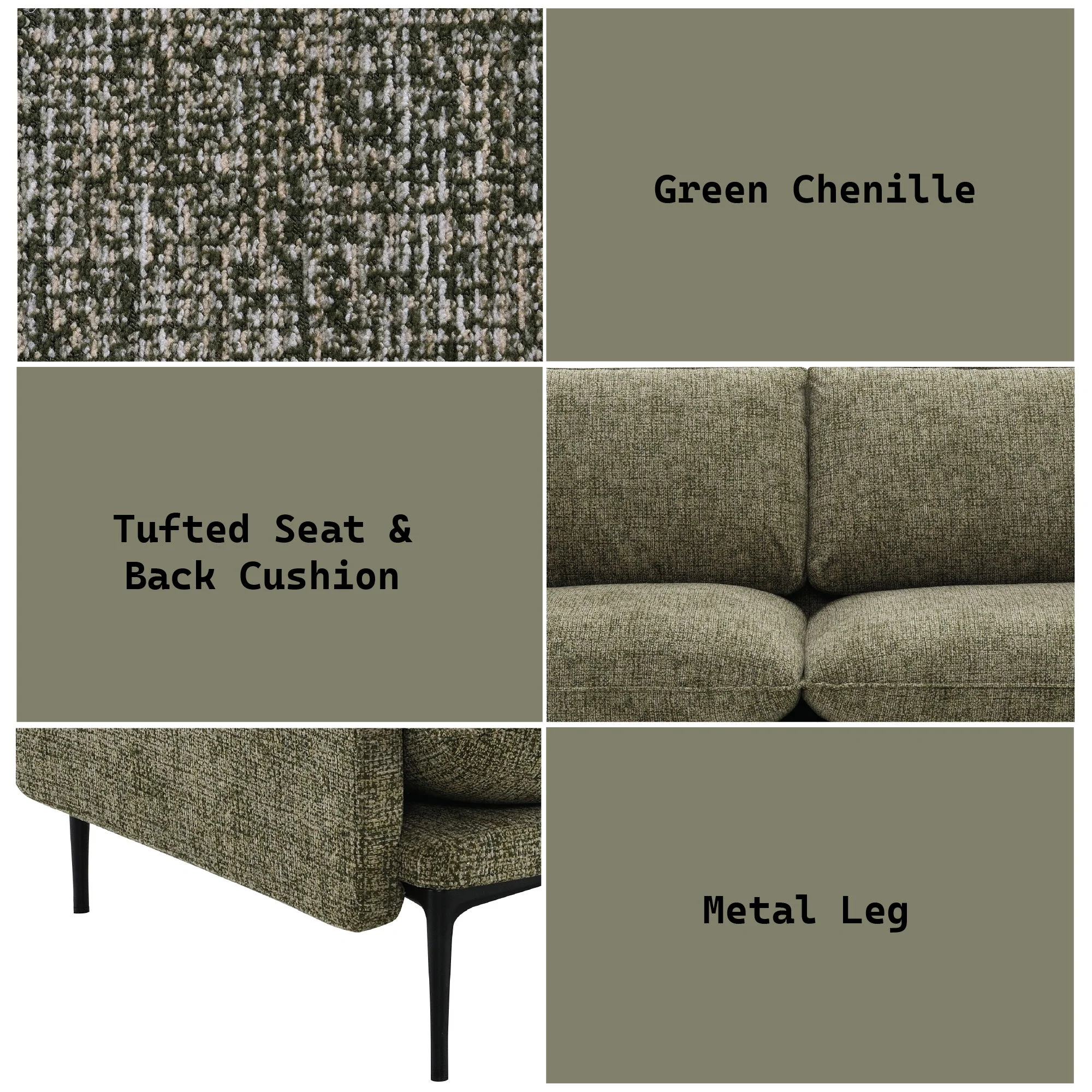 Dalton - Sofa With 2 Pillows - Green - Image 7