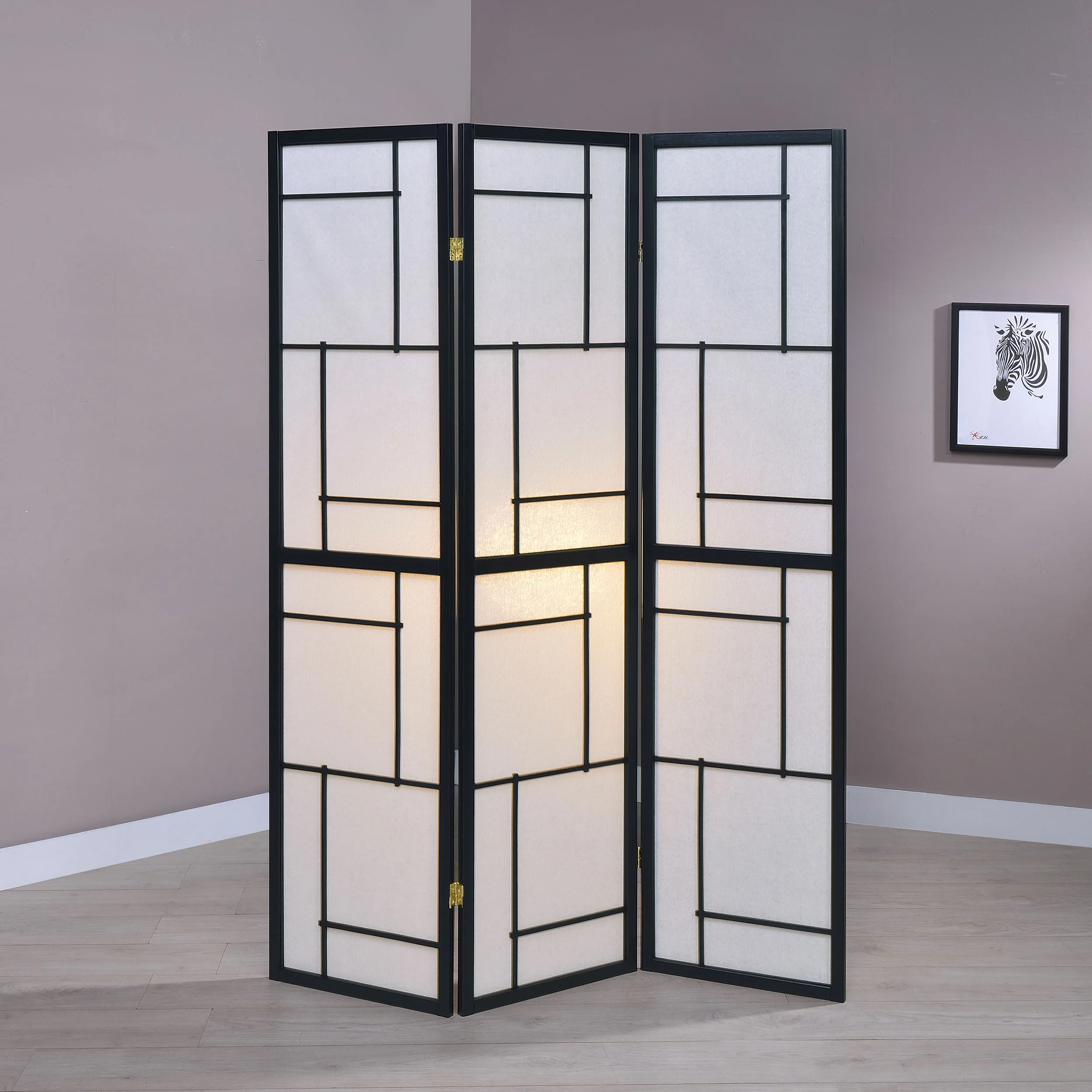 Damis 3-Panel Black Shoji Screen Room Divider - Image 2