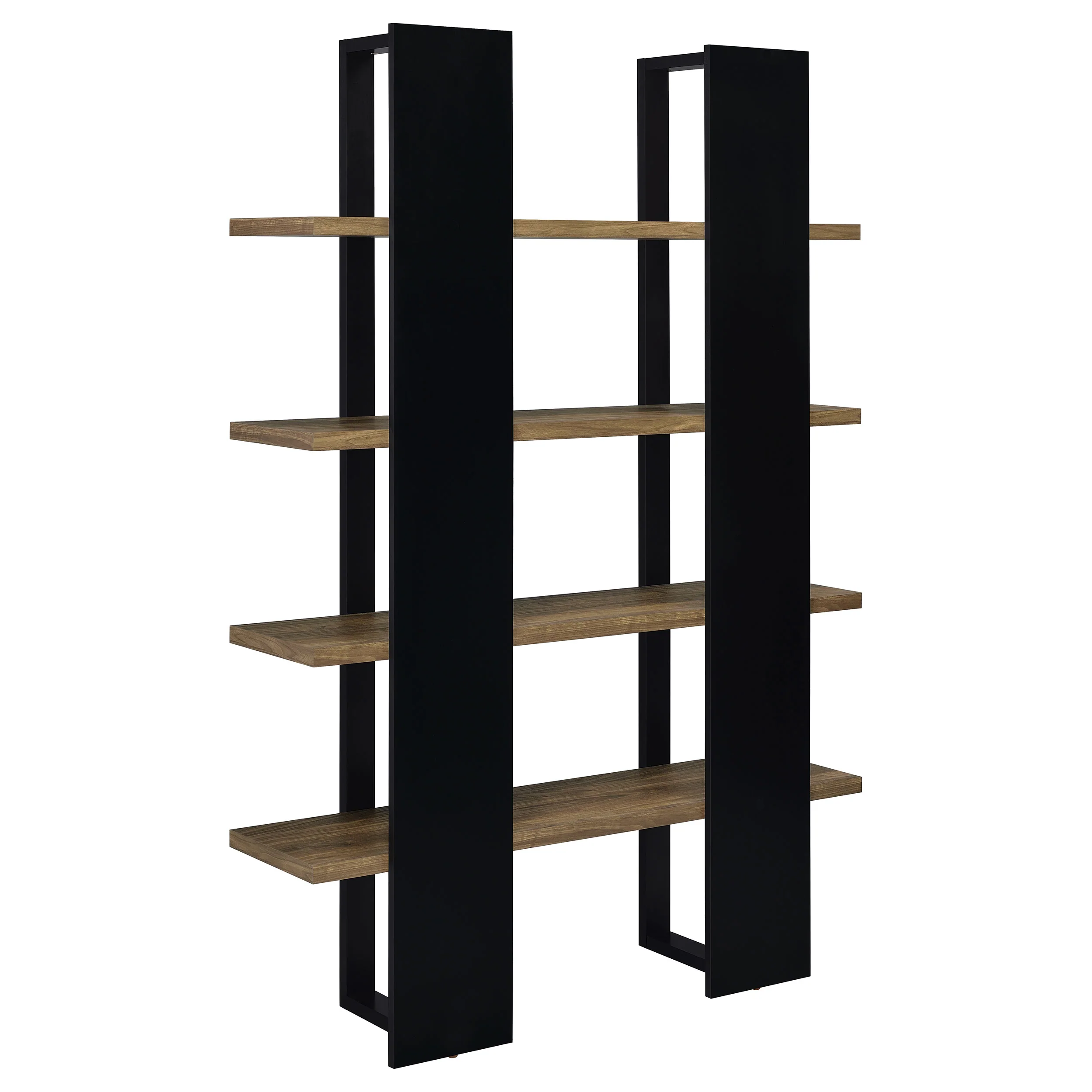 Danbrook 71-Inch 4-Shelf Bookshelf Black and Aged Walnut - Image 7