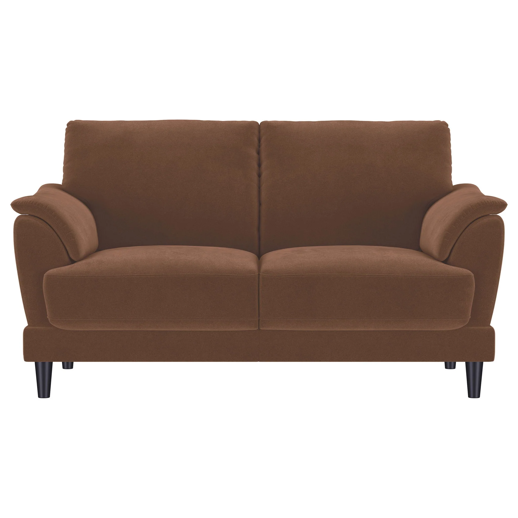 Dania - Upholstered Crescent Loveseat With Curved Tufted Arms - Rust - Image 6