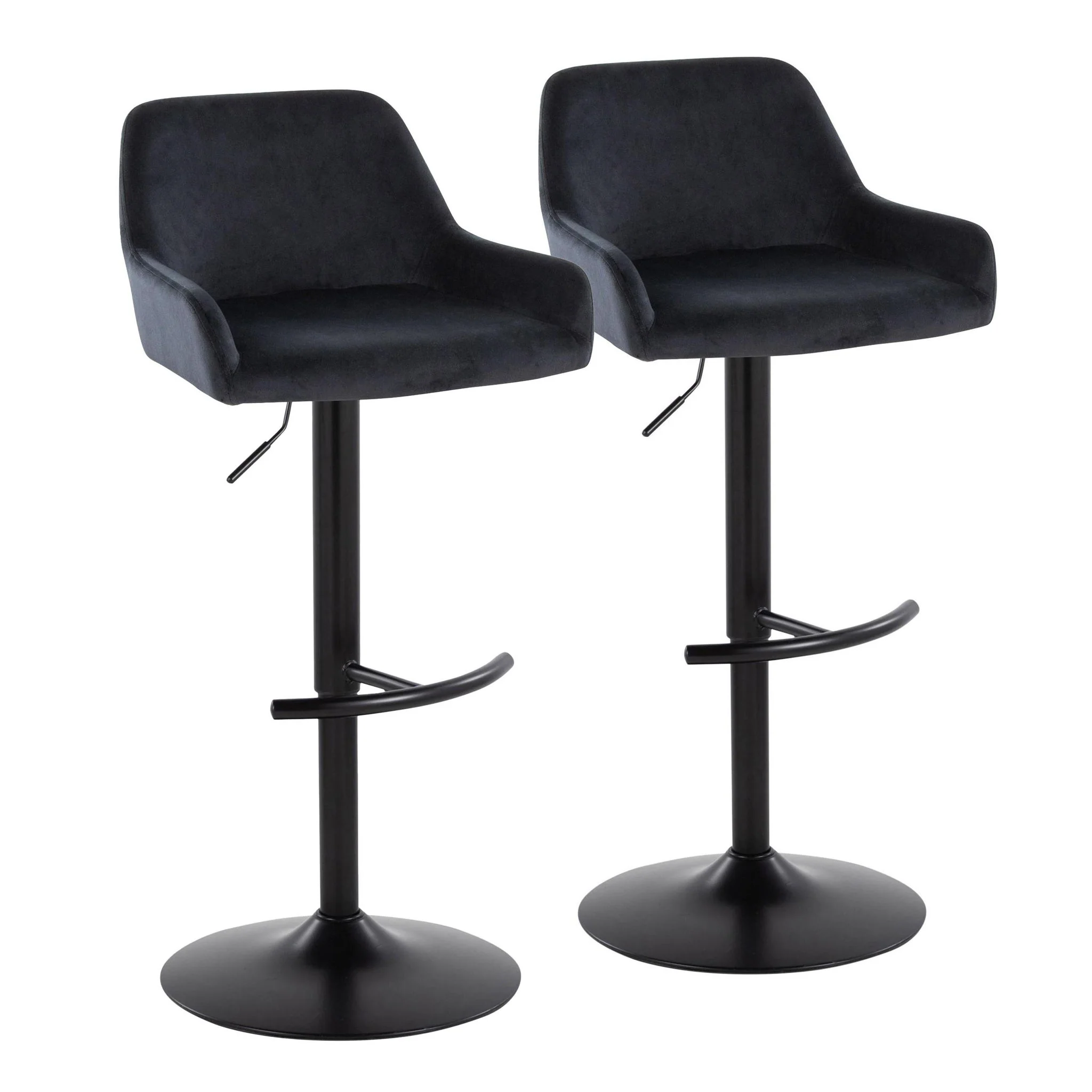 Daniella - Contemporary Adjustable Barstool With Swivel With Rounded T Footrest (Set of 2) - Image 2