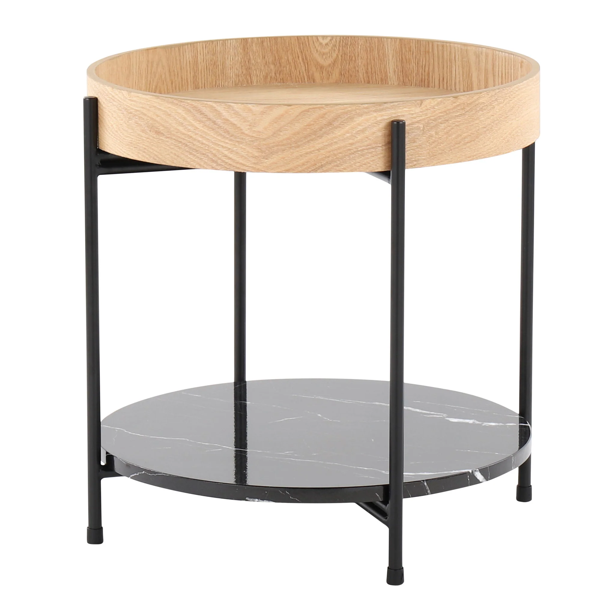 Daniella - Contemporary End Table - Black / Natural - Image 2