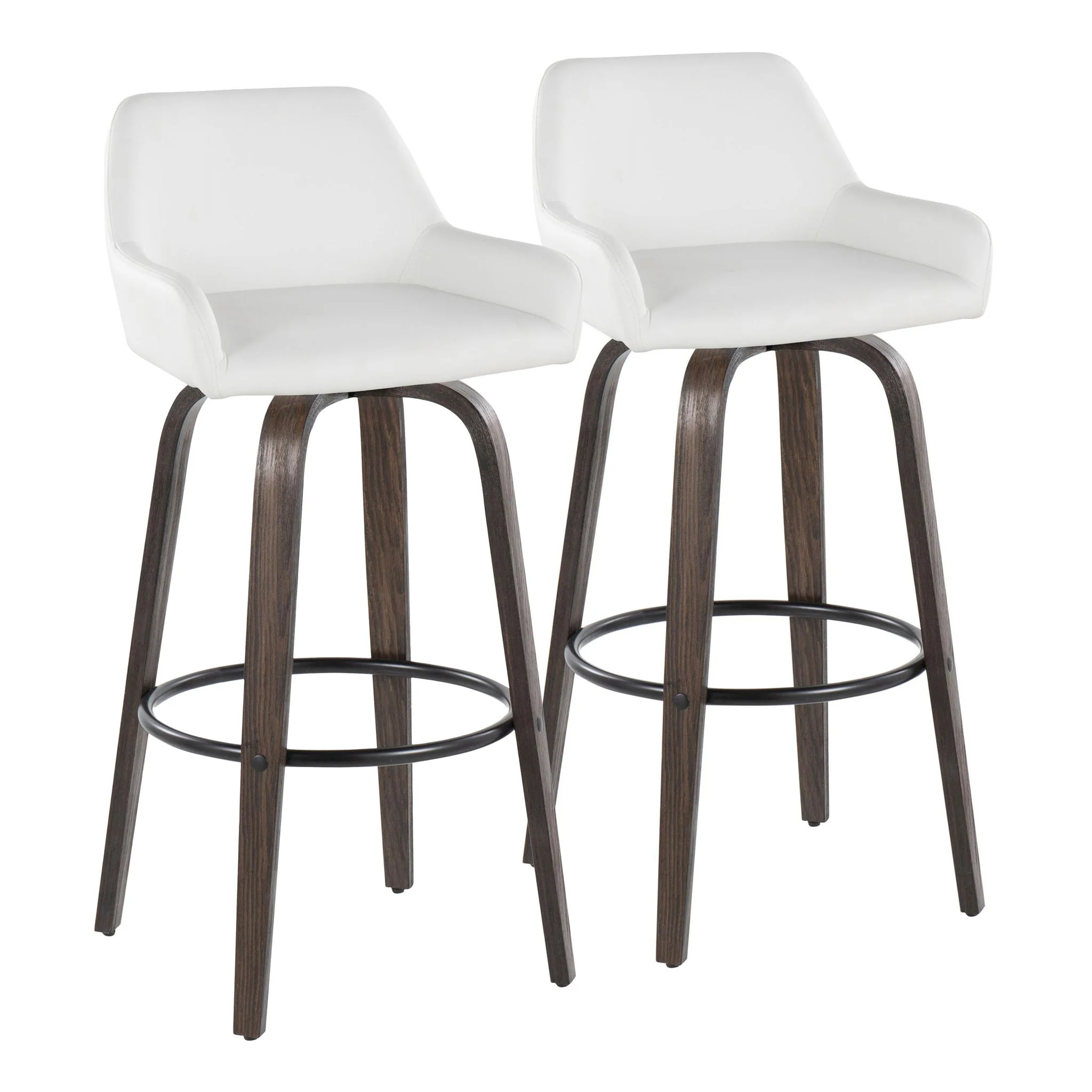 Daniella - Contemporary Fixed Height, Barstool With Swivel With Round Footrest (Set of 2) - Image 4