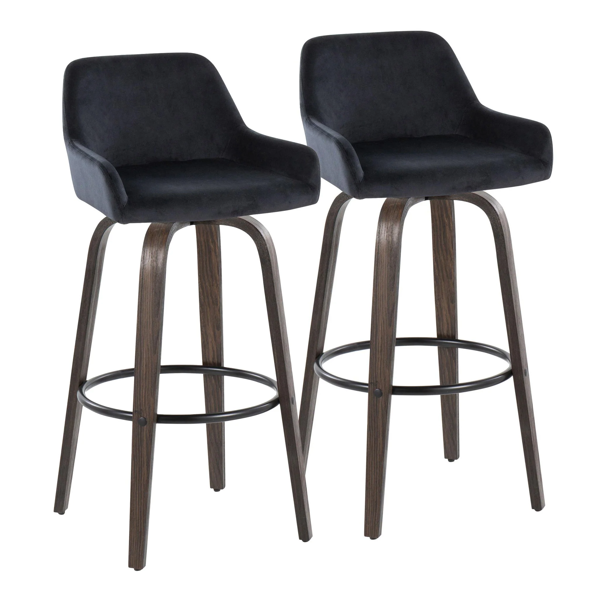 Daniella - Contemporary Fixed Height, Barstool With Swivel With Round Footrest (Set of 2) - Image 5