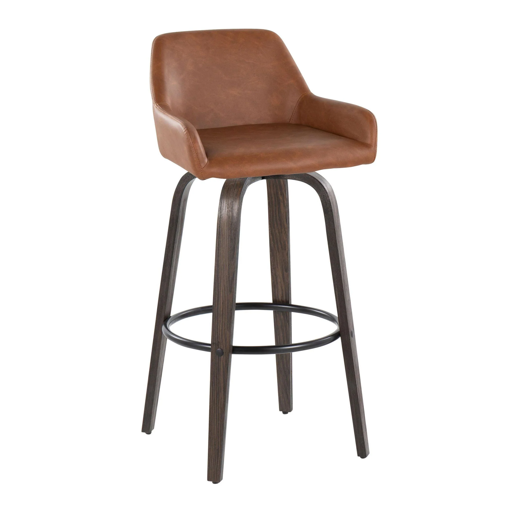 Daniella - Contemporary Fixed Height, Barstool With Swivel With Round Footrest (Set of 2) - Image 8