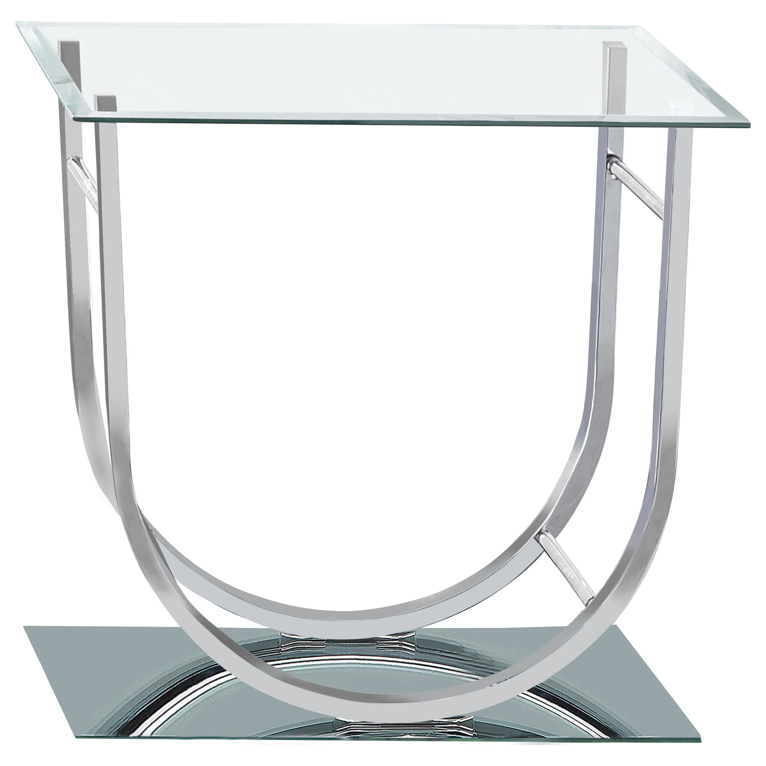 Danville Square U-Shaped Glass Top Side End Table Chrome - Image 3