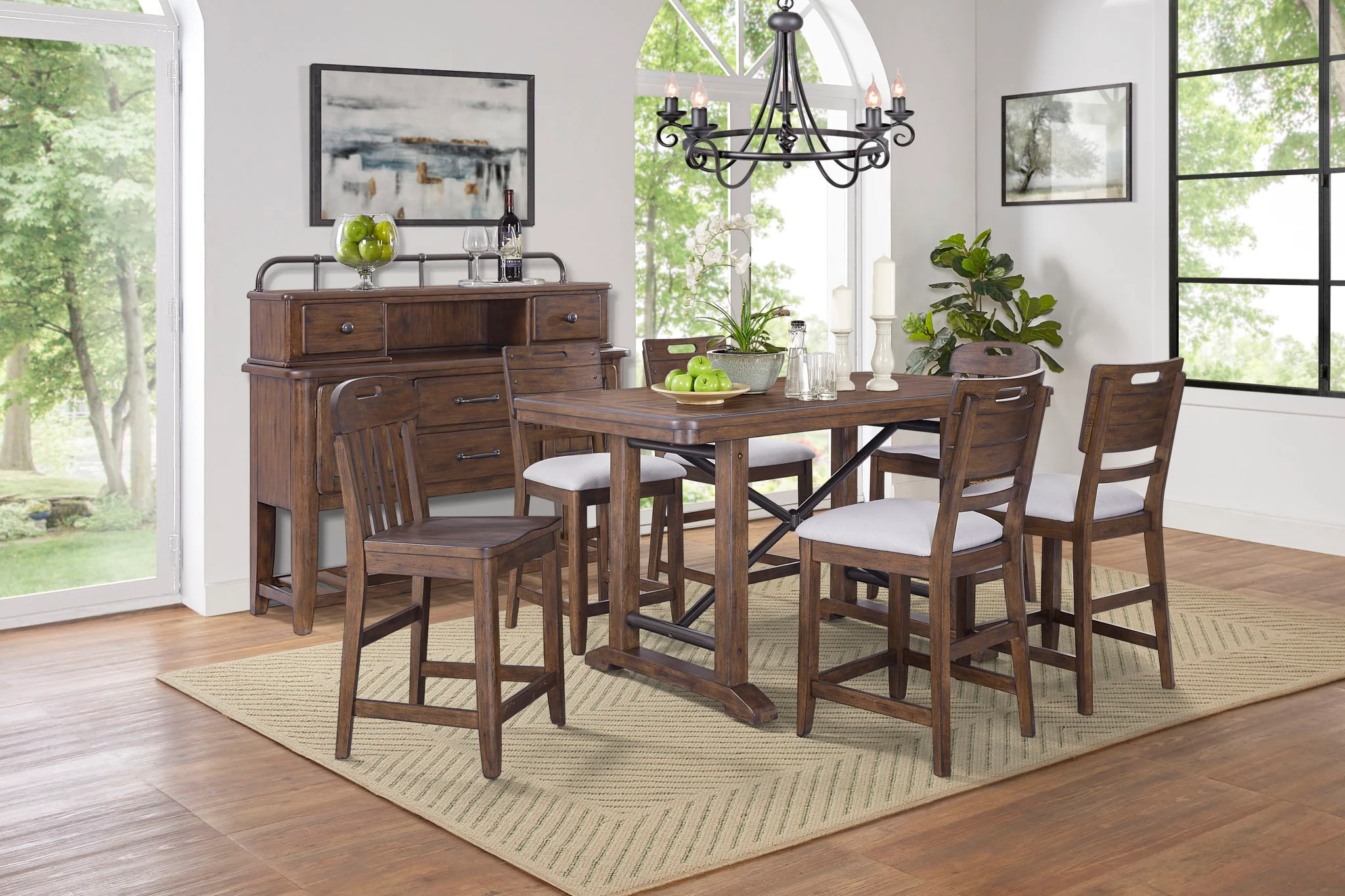 Danville - Tray Counter Chair (Set of 2) - Spice Brown / Pearl Silver