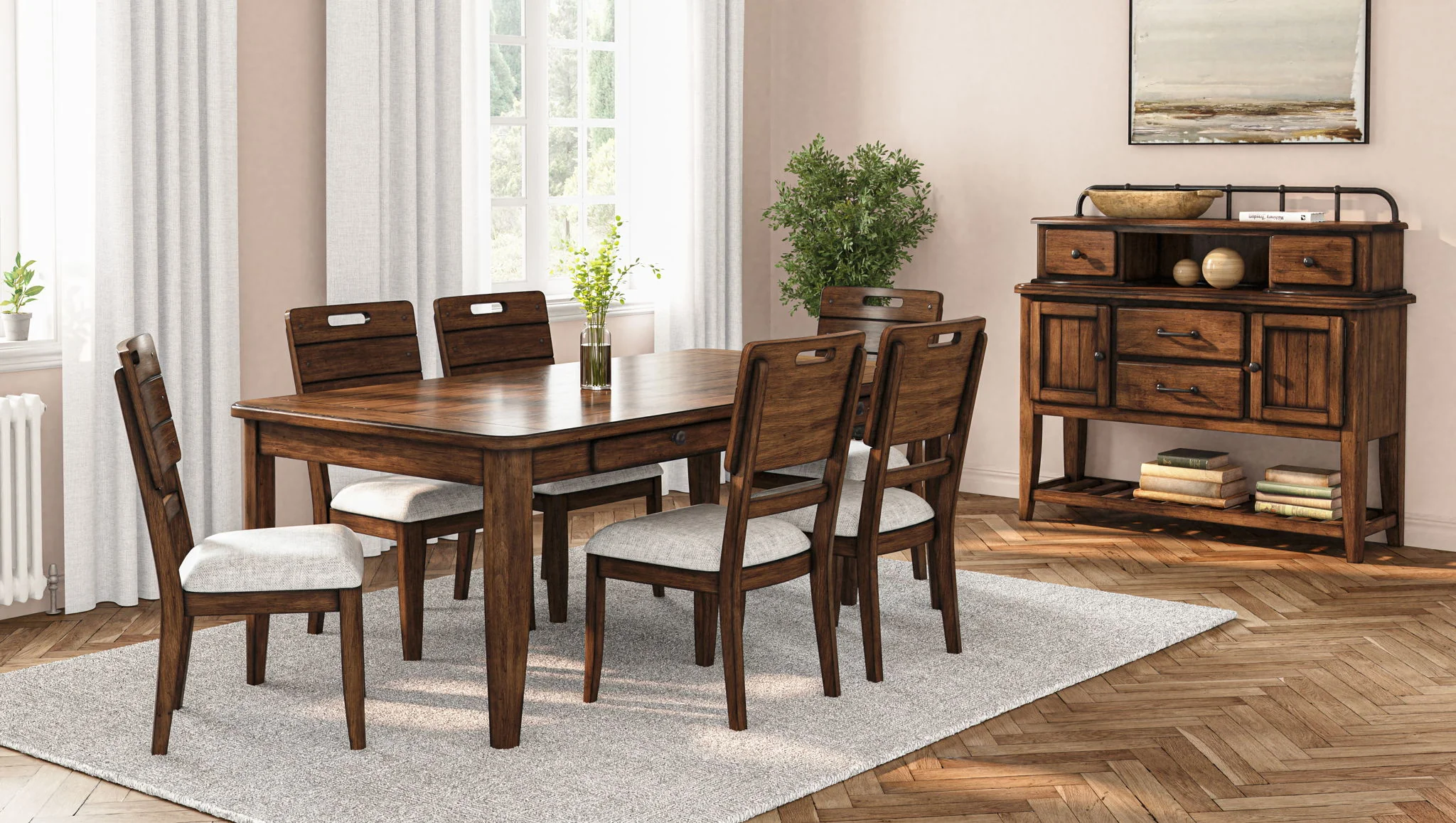 Danville - Tray Dining Chair (Set of 2) - Spice Brown / Pearl Silver - Image 2