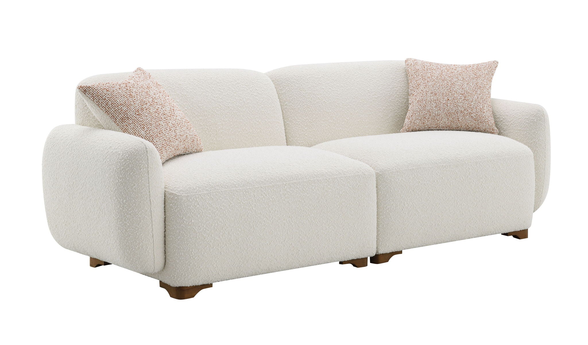 Darius - Boucle Sofa With 2 Toss Pillows - Beige - Image 4