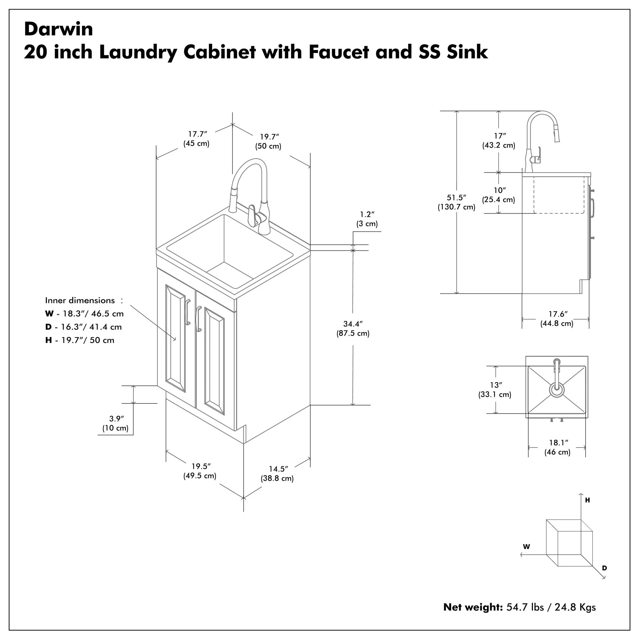 Darwin - Deluxe Laundry Cabinet With Pull-Out Faucet And Stainless Steel Sink - Image 17