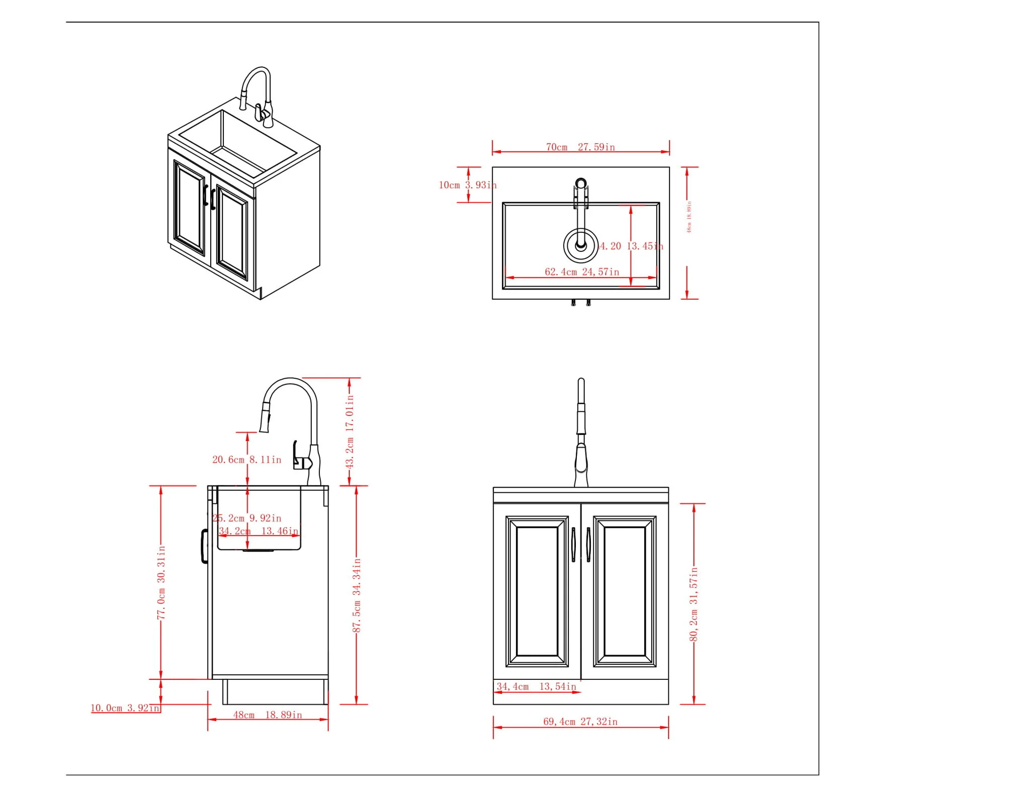 Darwin - Deluxe Laundry Cabinet With Pull-Out Faucet And Stainless Steel Sink - Image 25