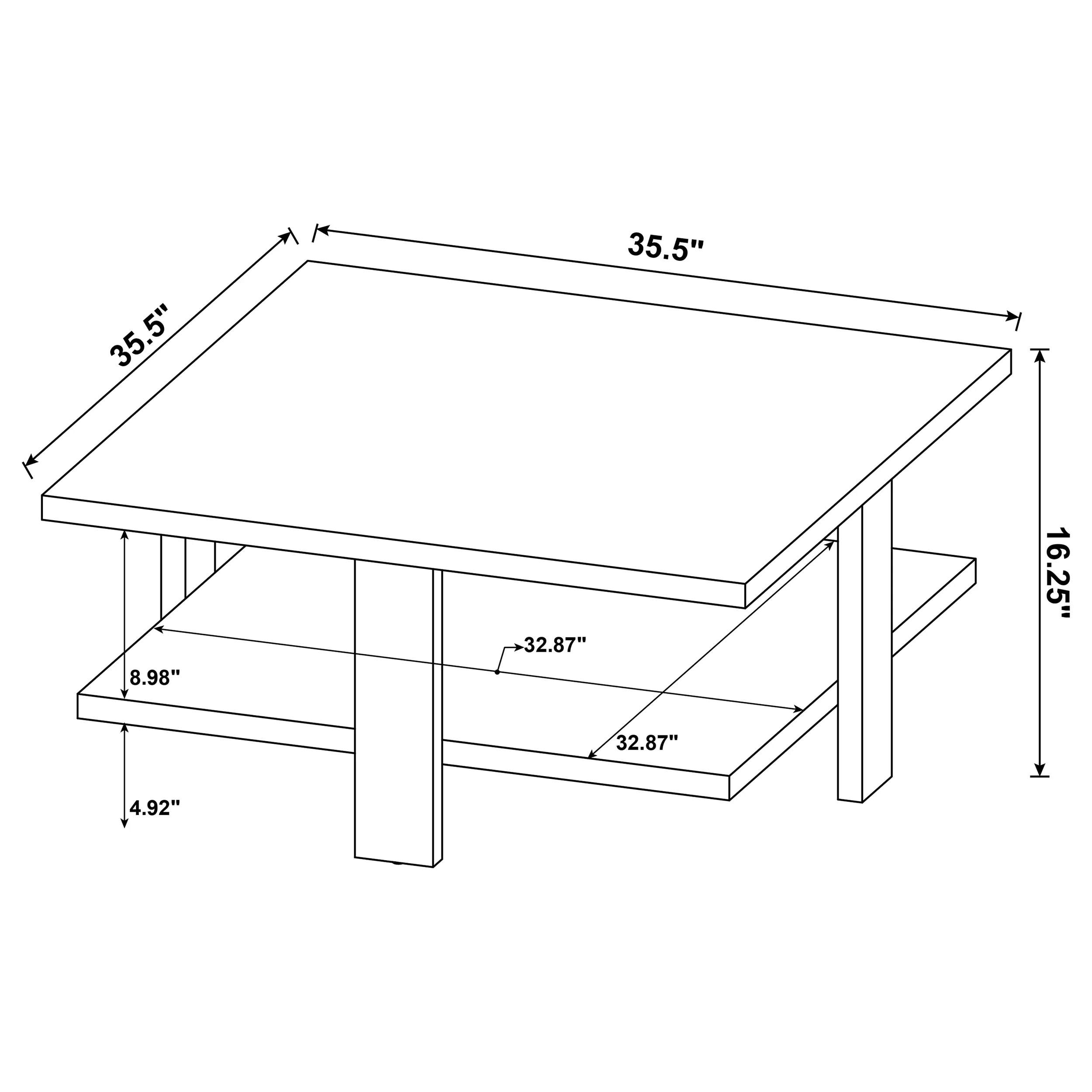 Dawn Square Engineered Wood Coffee Table, Mango Brown - Image 6