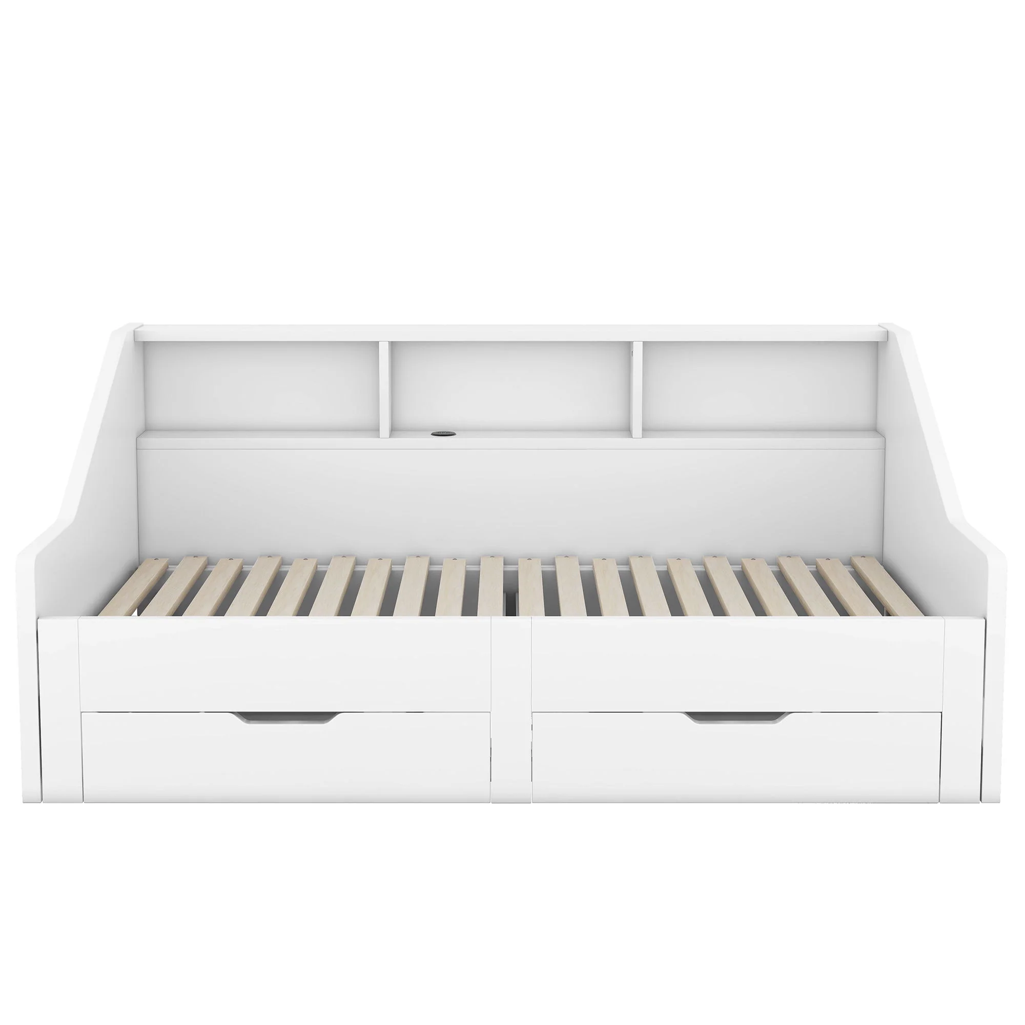 Daybed Frame With Storage Bookcases, 2 Drawers, Charging Station - Image 8