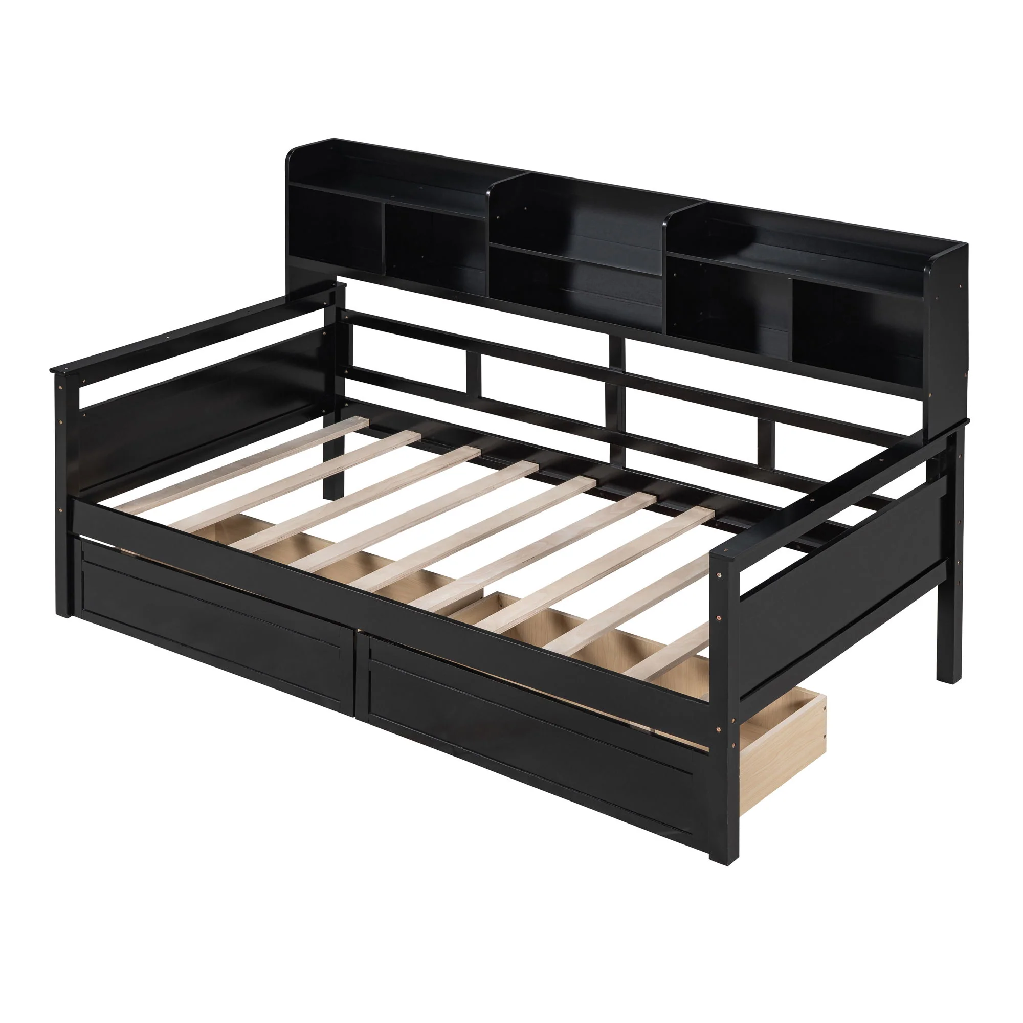 Daybed, Slat Support, With Bedside Shelves And 2 Drawers - Image 7