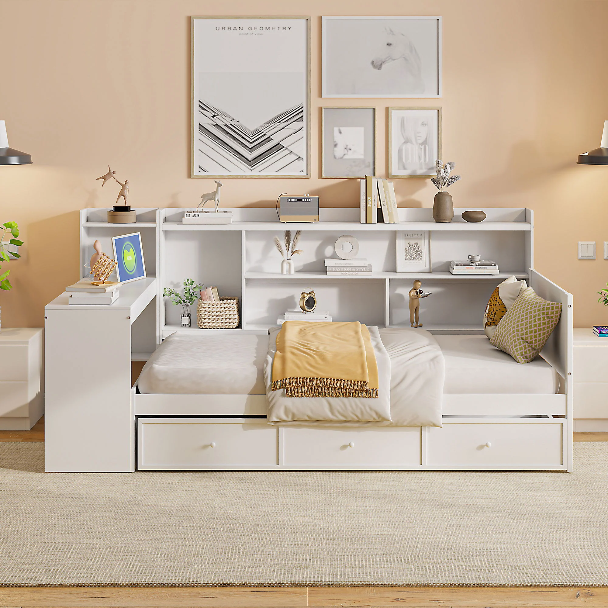 Daybed With 3 Drawers USB Ports And Desk - Image 23