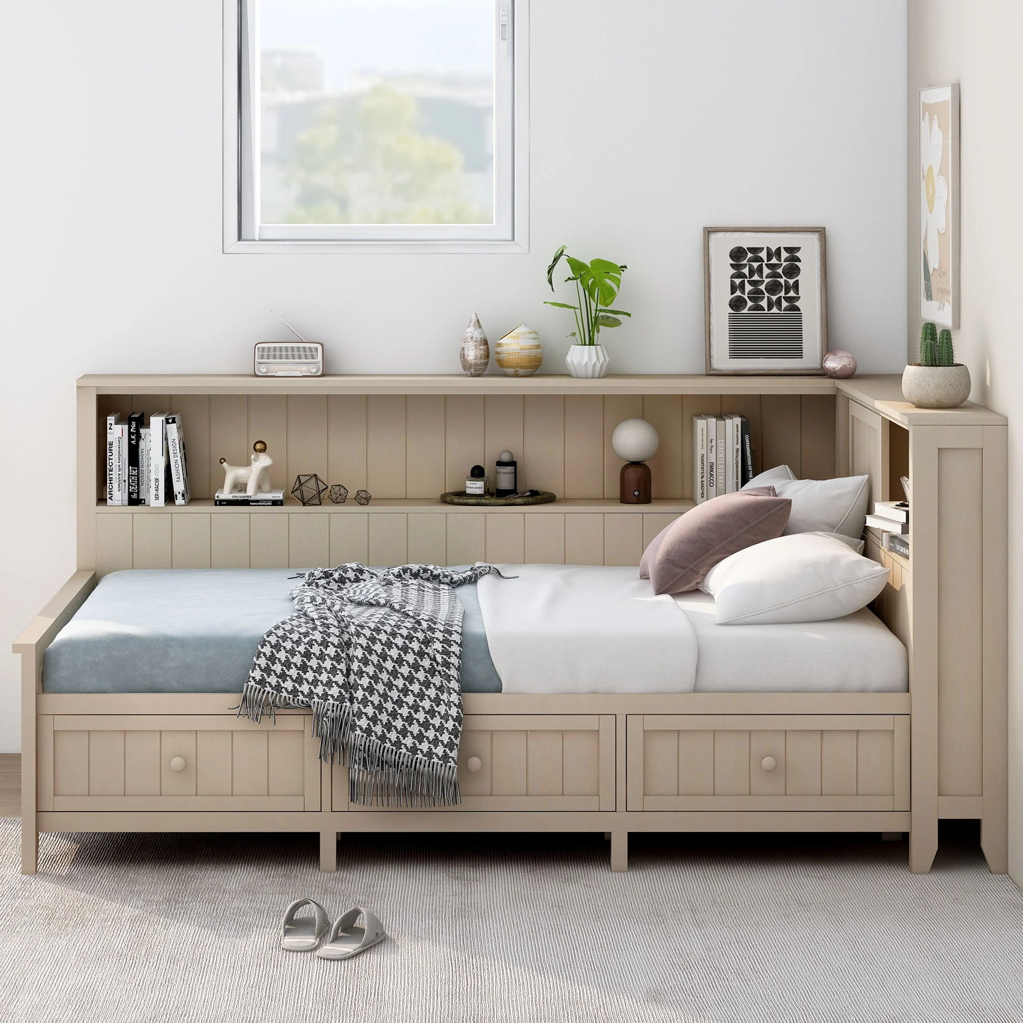 Daybed With Storage Shelves And 3 Drawers - Image 8