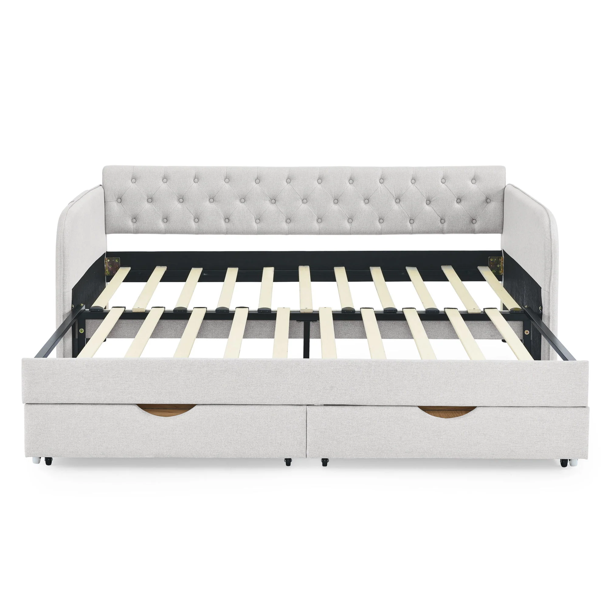 Daybed With Trundle And Storage Drawers, Flat Arms With Pocket - Image 10