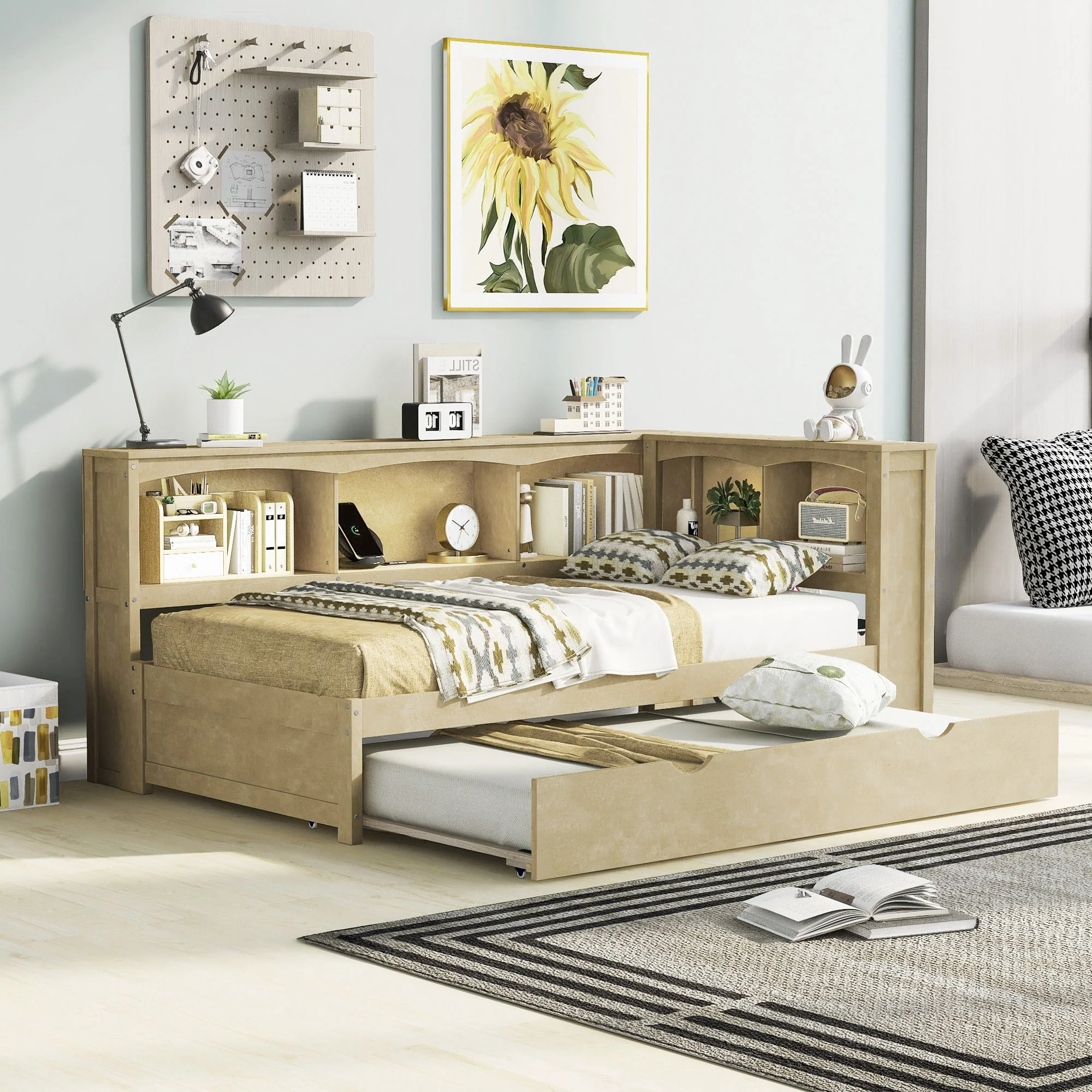 Daybed With Trundle, Storage Cabinets, USB Ports - Image 11