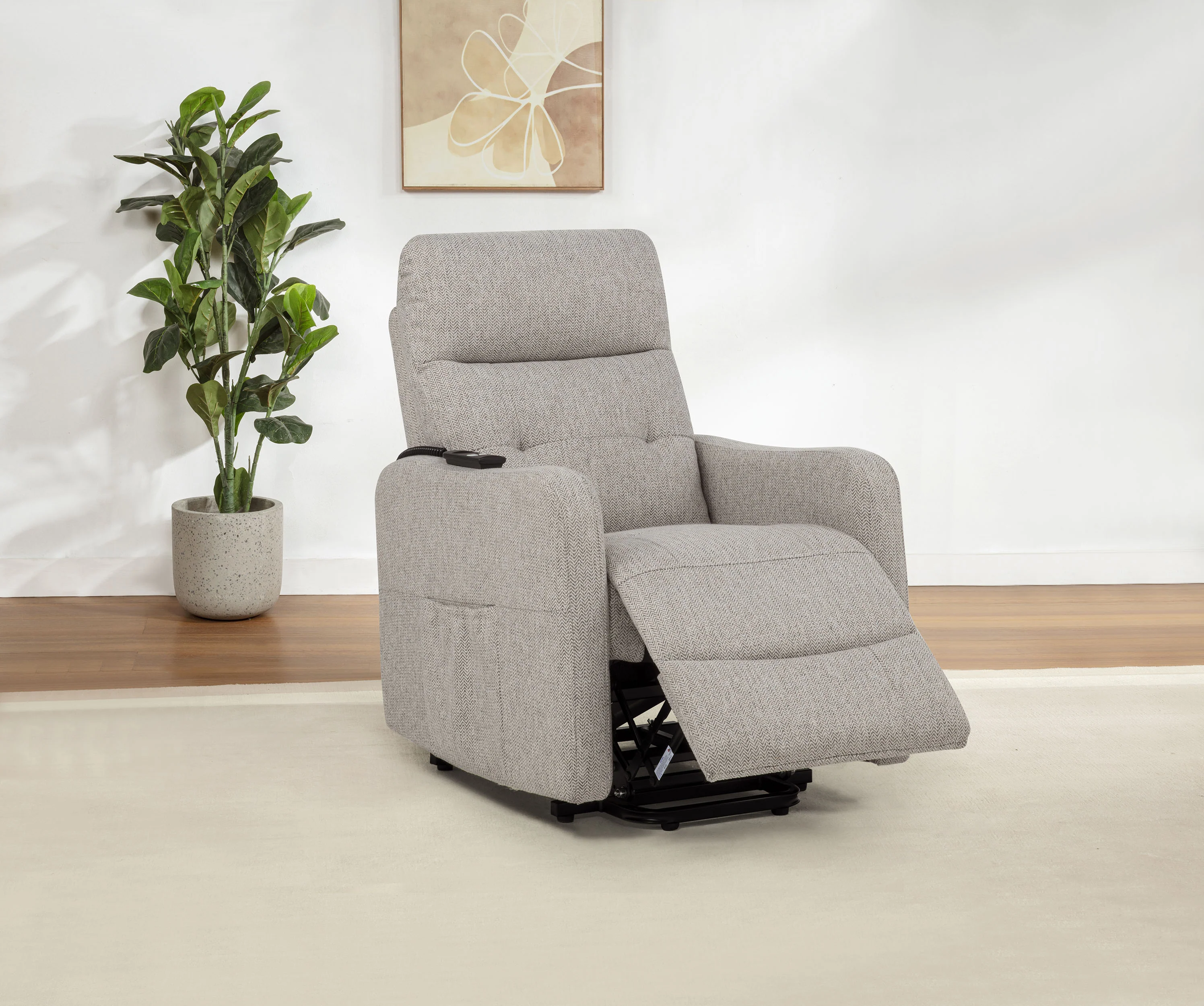 Dayes Upholstered Power Lift Recliner Chair Taupe - Image 2