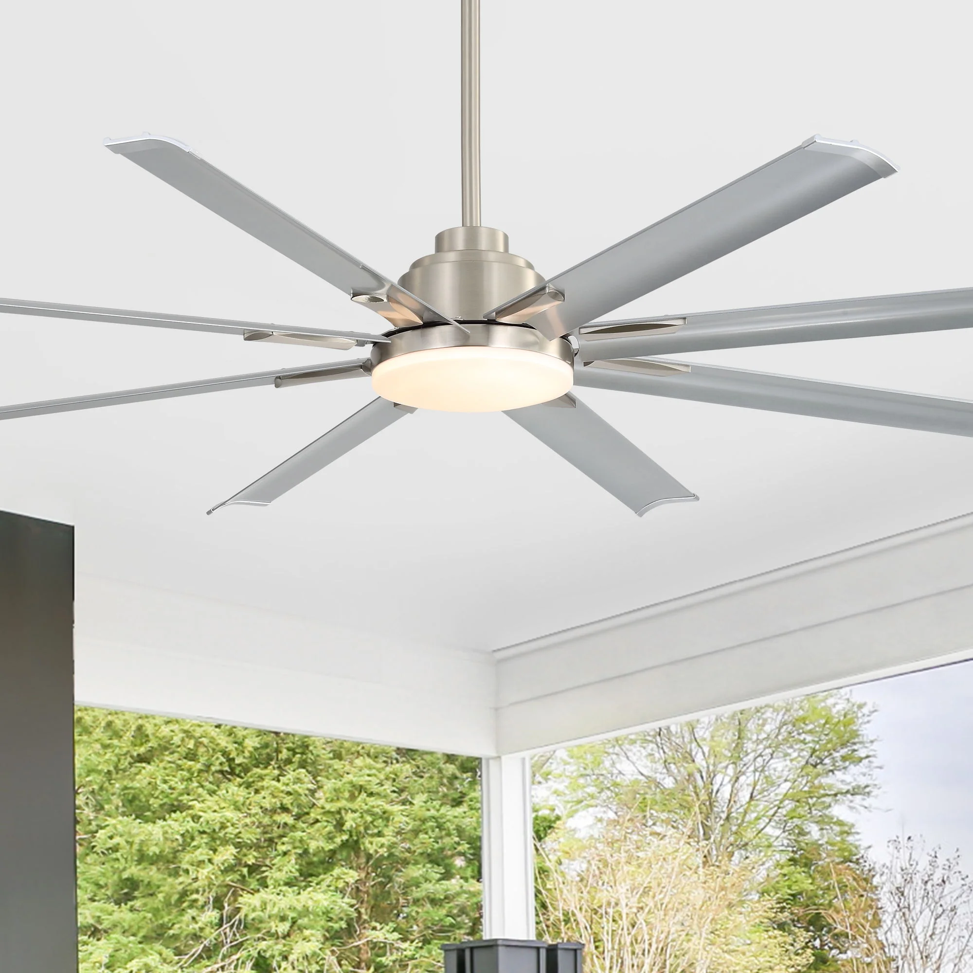 DC Motor Ceiling Fan With Dimmable Light And 8 Blade Aluminum Blades - Nickel - Image 2