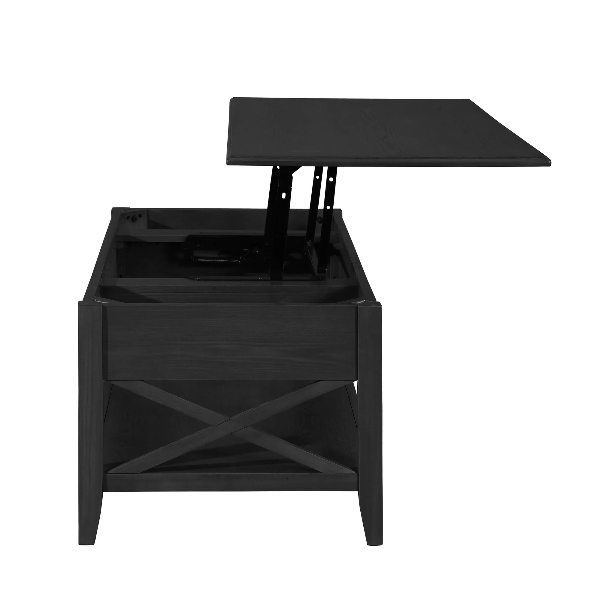 Decatur - Farmhouse Lift Top Coffee Table With Storage - Black / Ash - Image 6