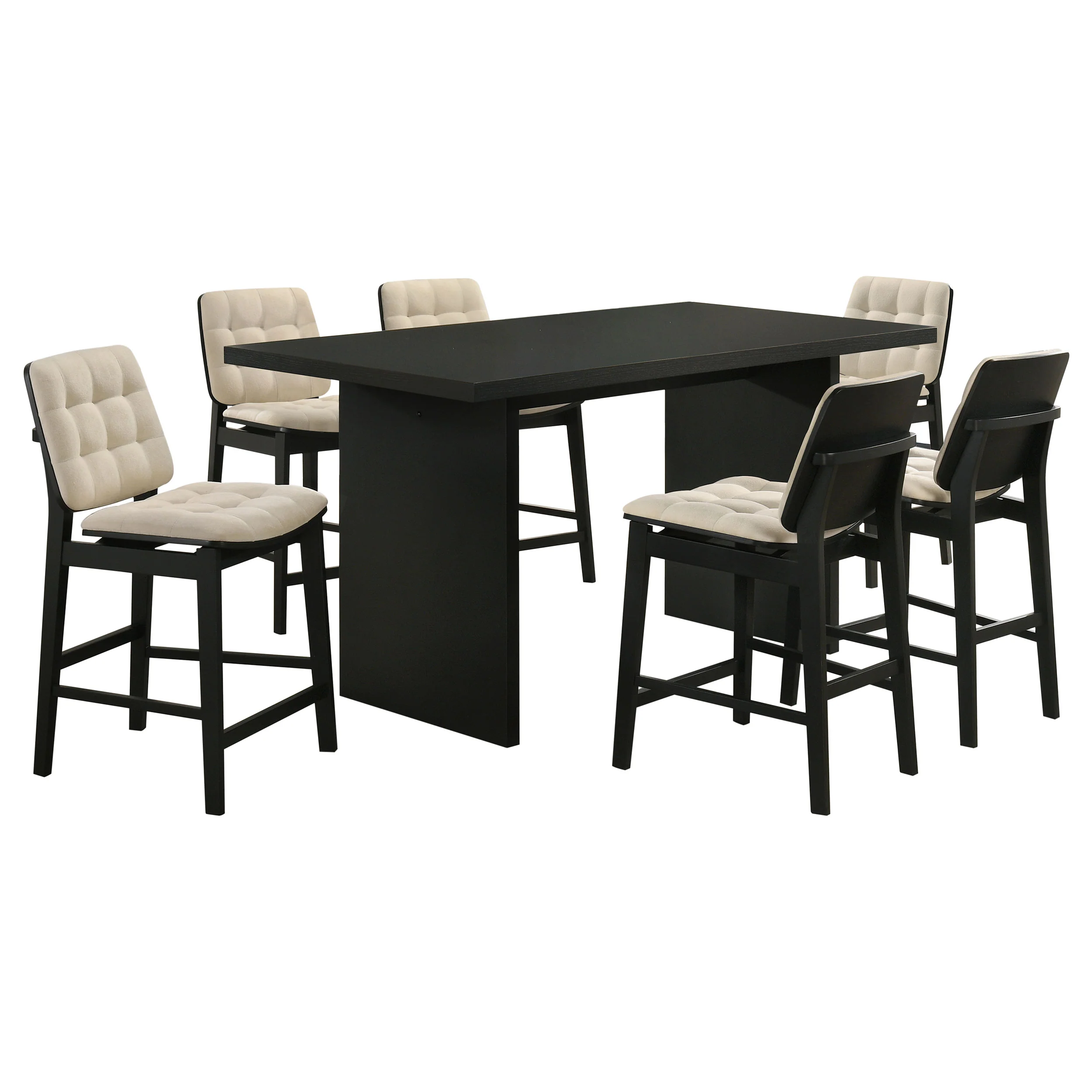 Decker 7-Piece Counter Height Dining Set in Cream and Black - Image 4