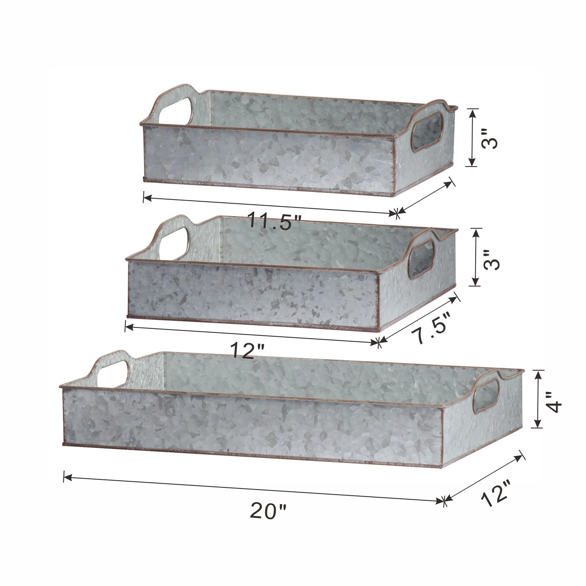 Decorative Galvanized Nesting Trays (Set of 3) - Gray - Image 8
