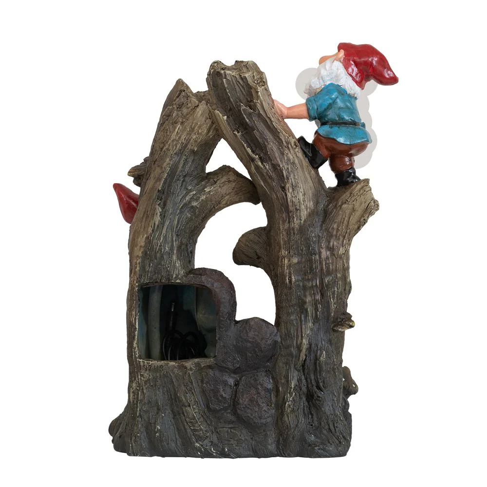 Decorative Woodland Gnome Water Fountain With LED Light - Brown - Image 3