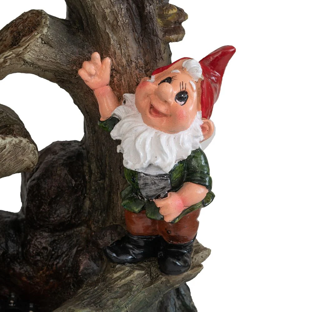 Decorative Woodland Gnome Water Fountain With LED Light - Brown - Image 9