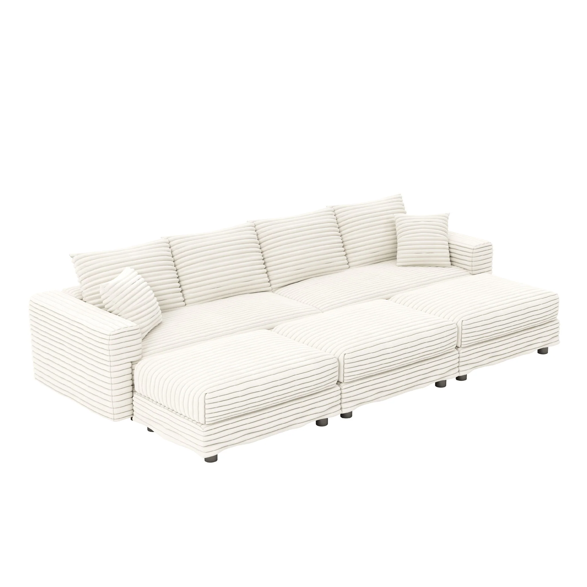 Deep Seat Convertible Sofa With Soft Pillows And Ottomans - Image 9