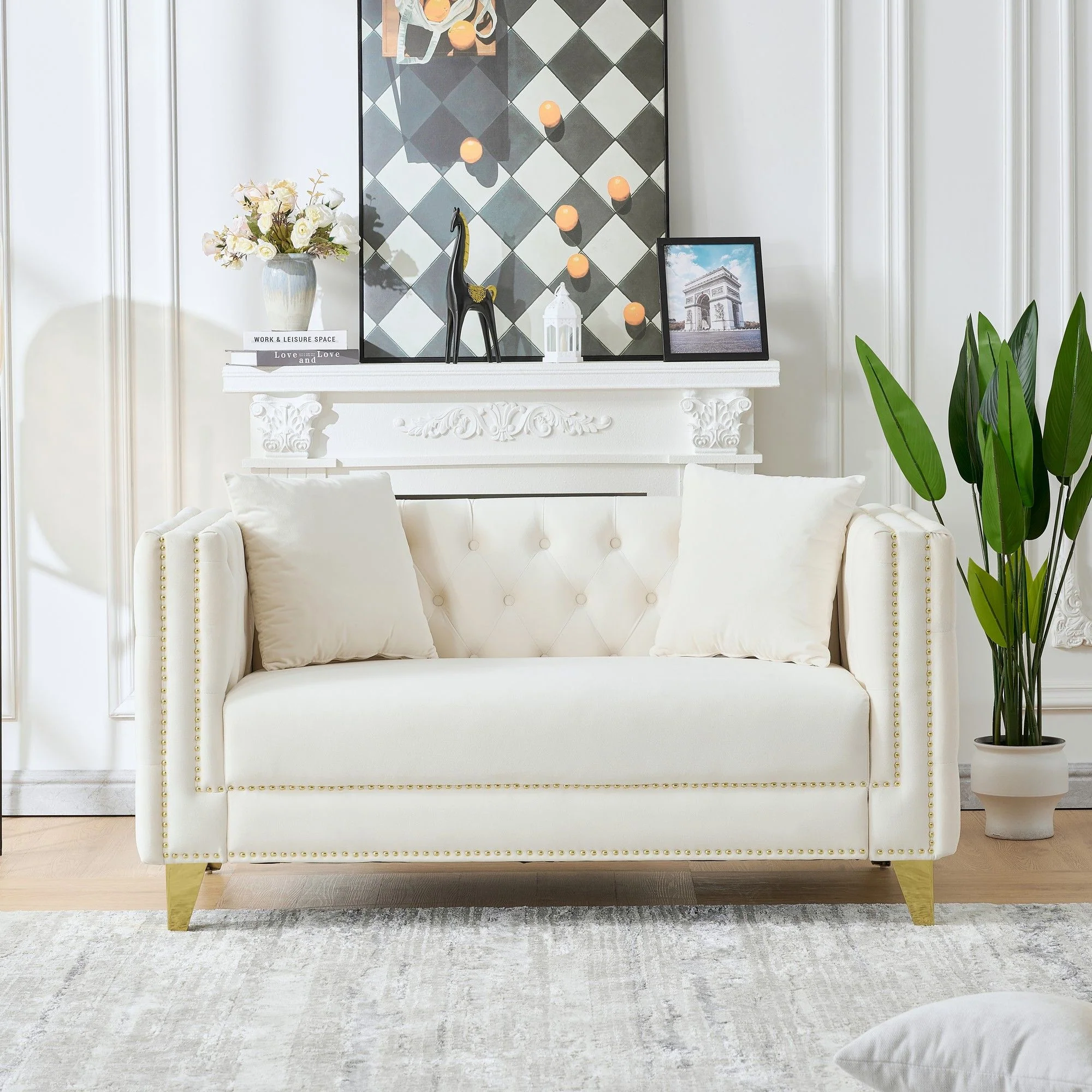 Deep Seat Sofa With Button Nailhead, Square Arm Couches - Image 23