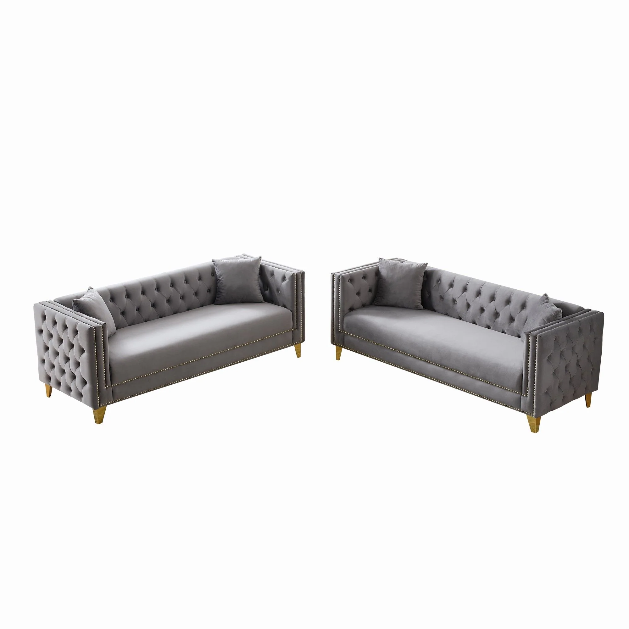 Deep Seat Sofa With Button Nailhead, Square Arm Couches - Image 26