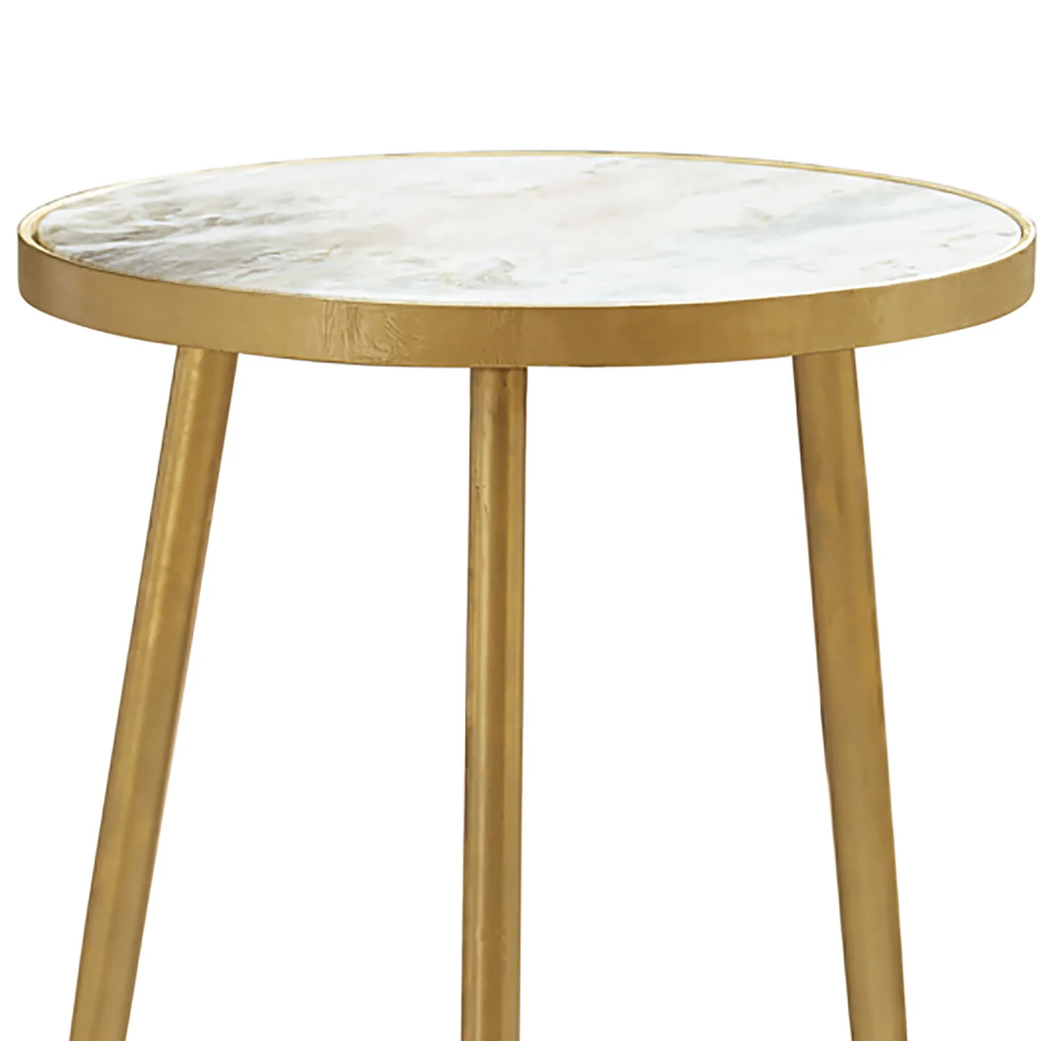 Delilah - Marble And Table Elegant Round Design With Polished - White / Gold - Image 4