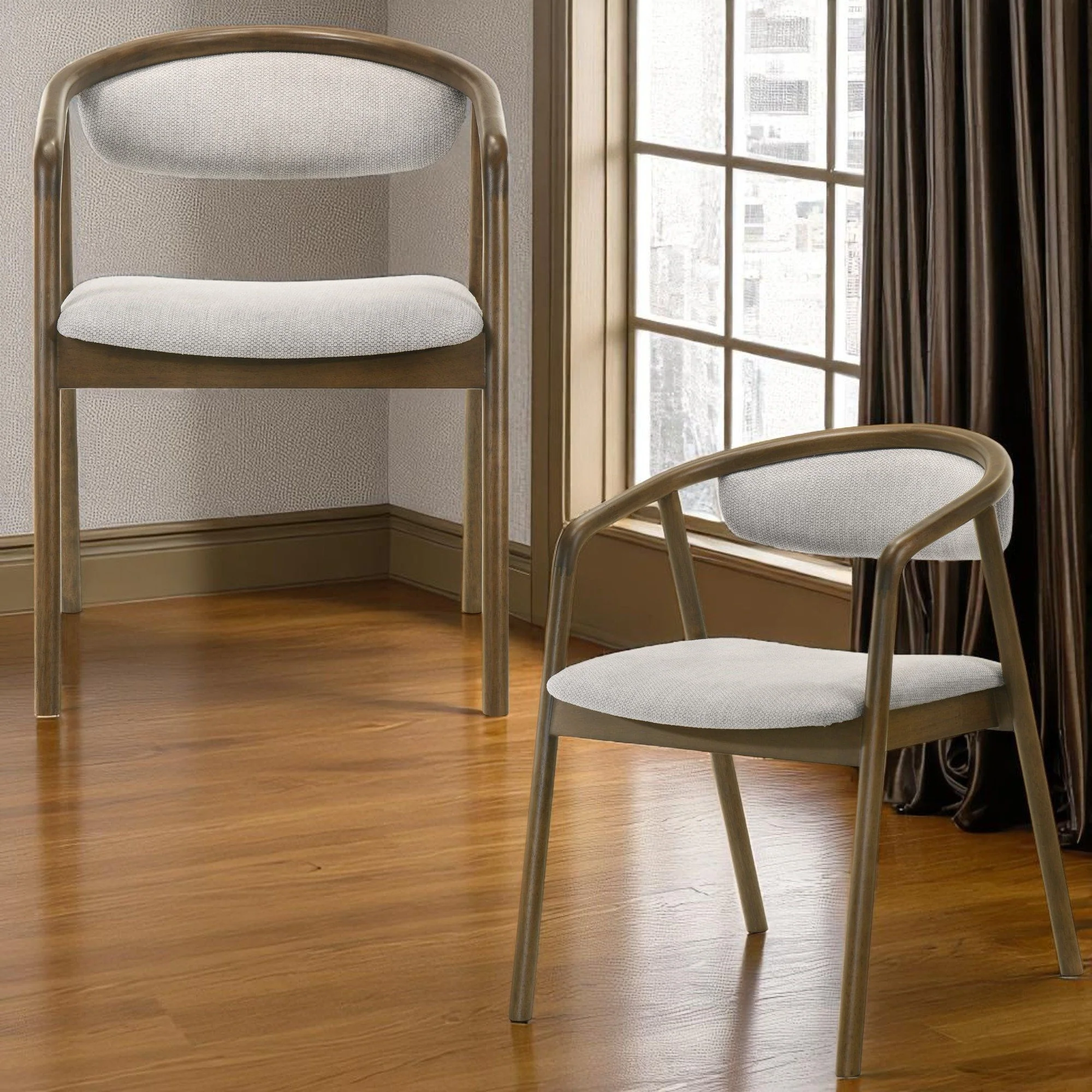 Delina - Side Chair - Gray / Walnut - Image 3