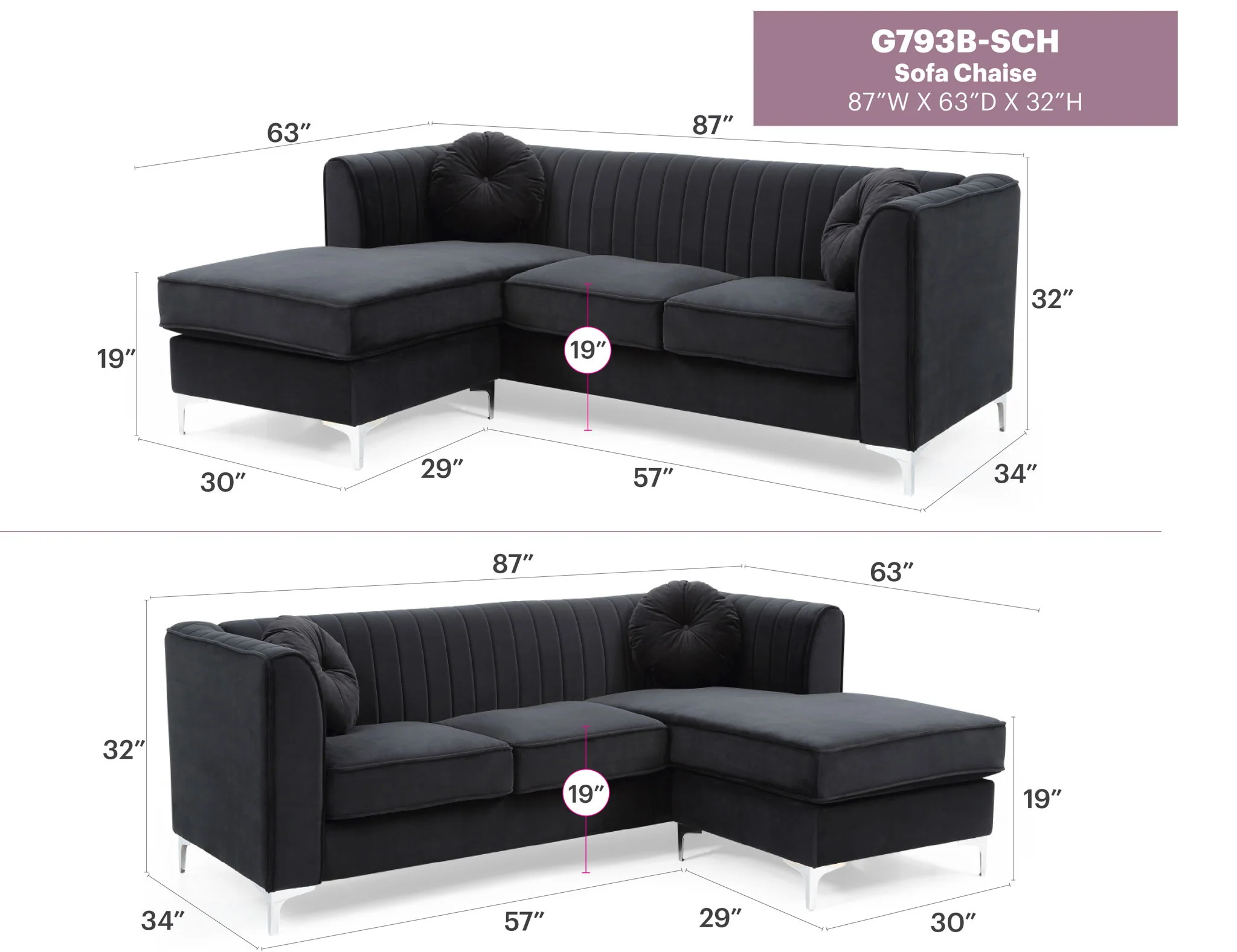 Delray - Micro Suede Sofa Chaise - Image 11