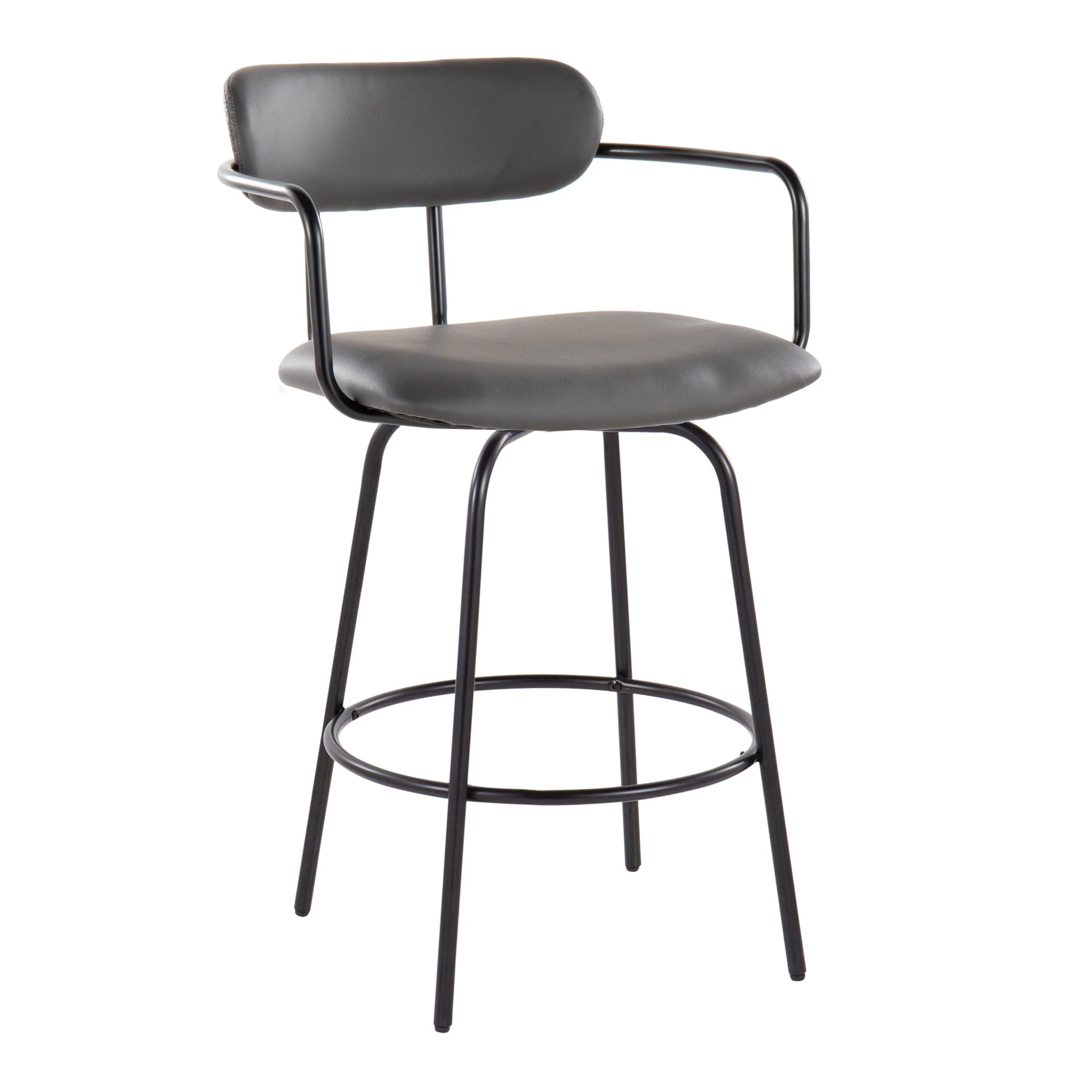 Demi - Contemporary Fixed Height Counter Stool With Swivel With Round Footrest (Set of 2) - Image 3
