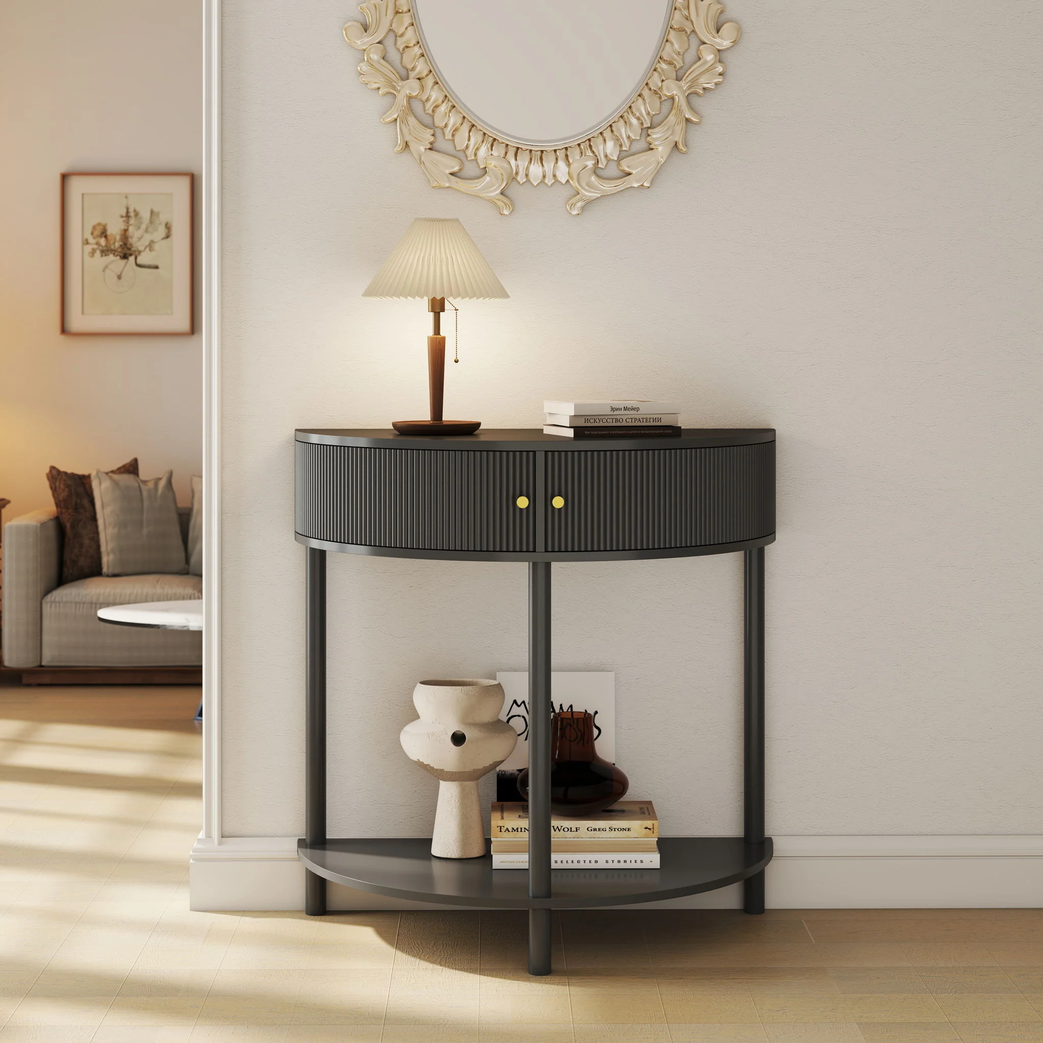 Demi Lune - Console Table With 2 Storage Drawers - Image 26