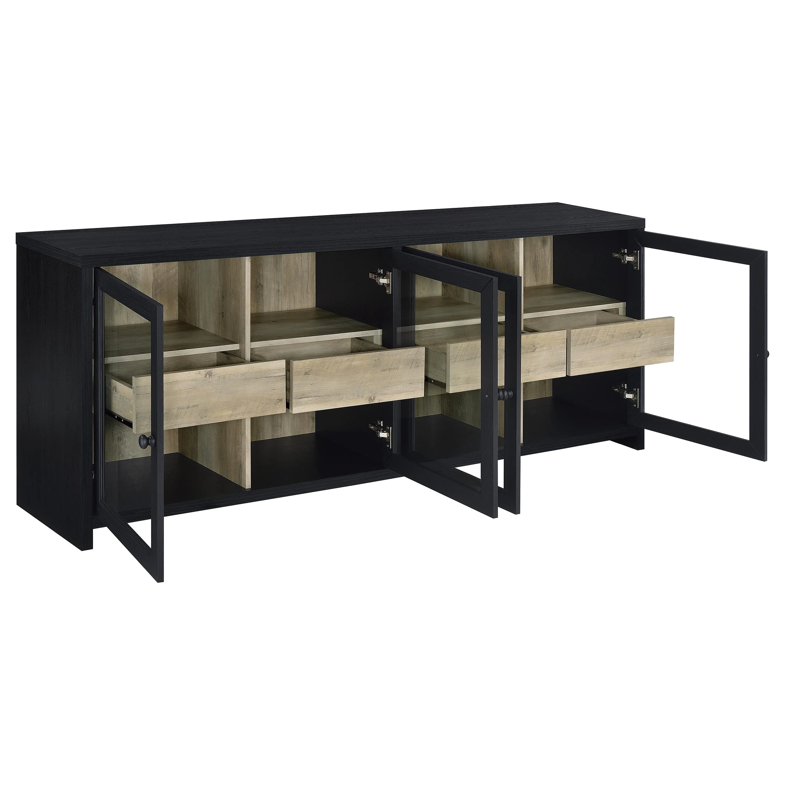 Denison 3-Piece Entertainment Center 79-Inch TV Stand Black - Image 2