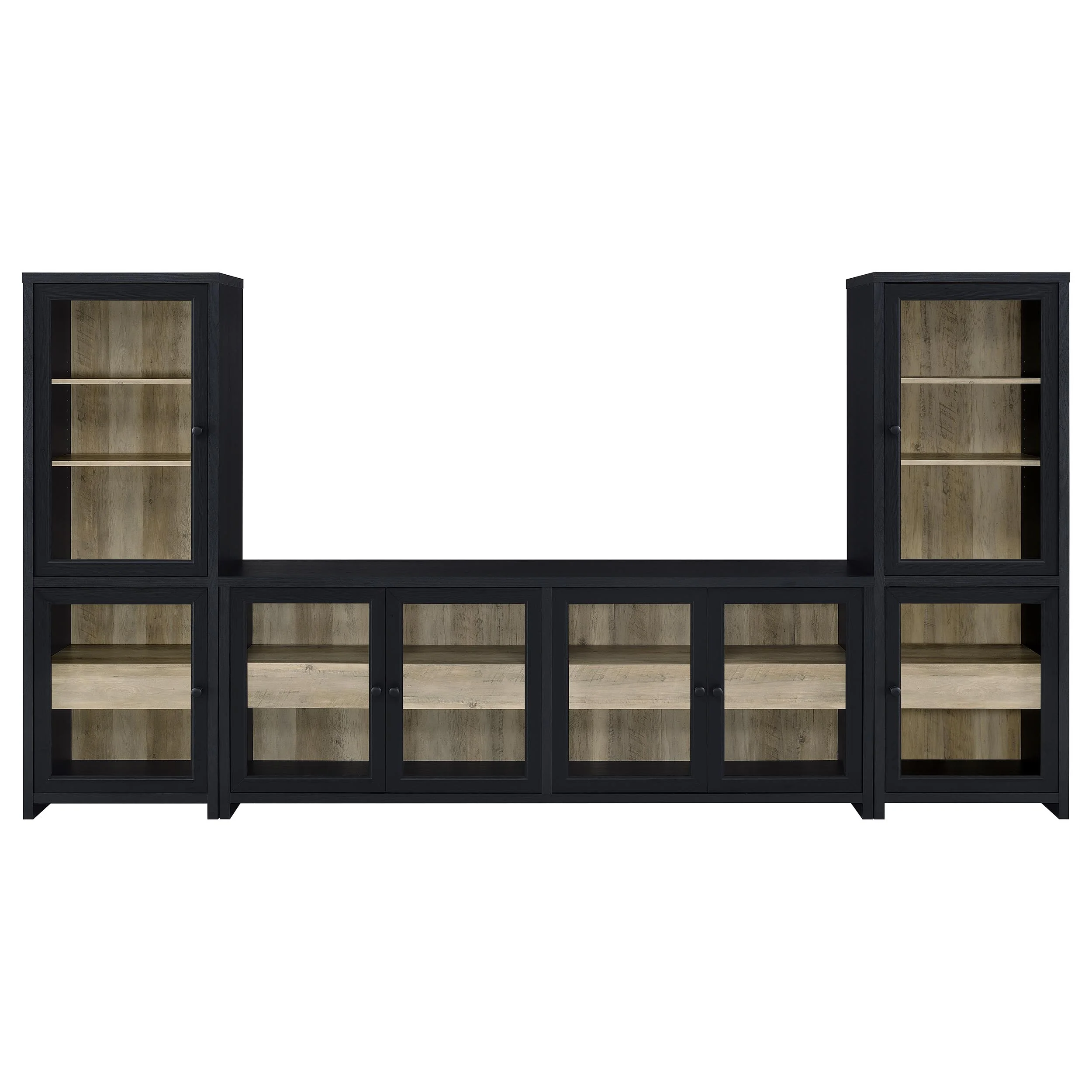 Denison 3-Piece Entertainment Center 79-Inch TV Stand Black - Image 4