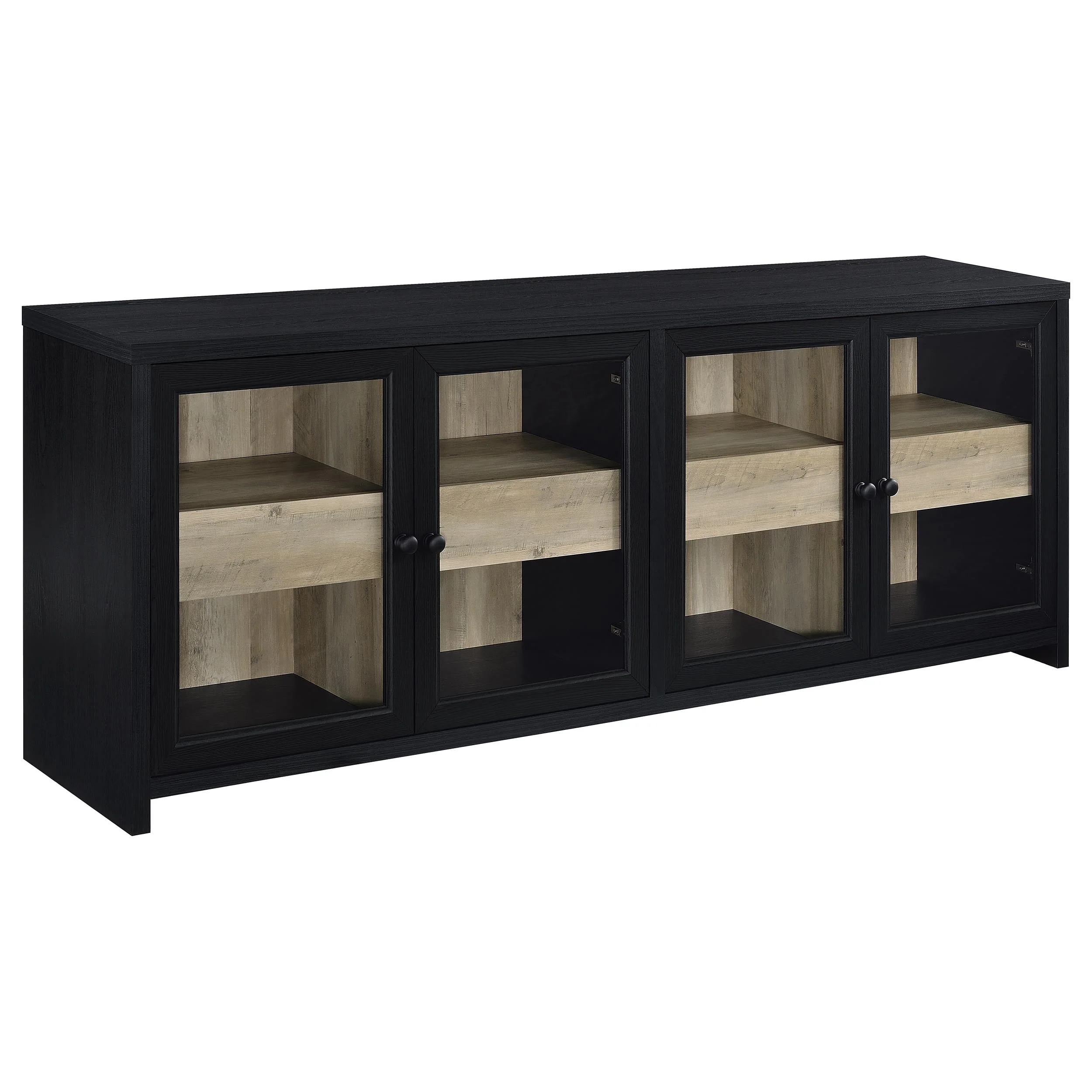 Denison 3-Piece Entertainment Center 79-Inch TV Stand Black - Image 5