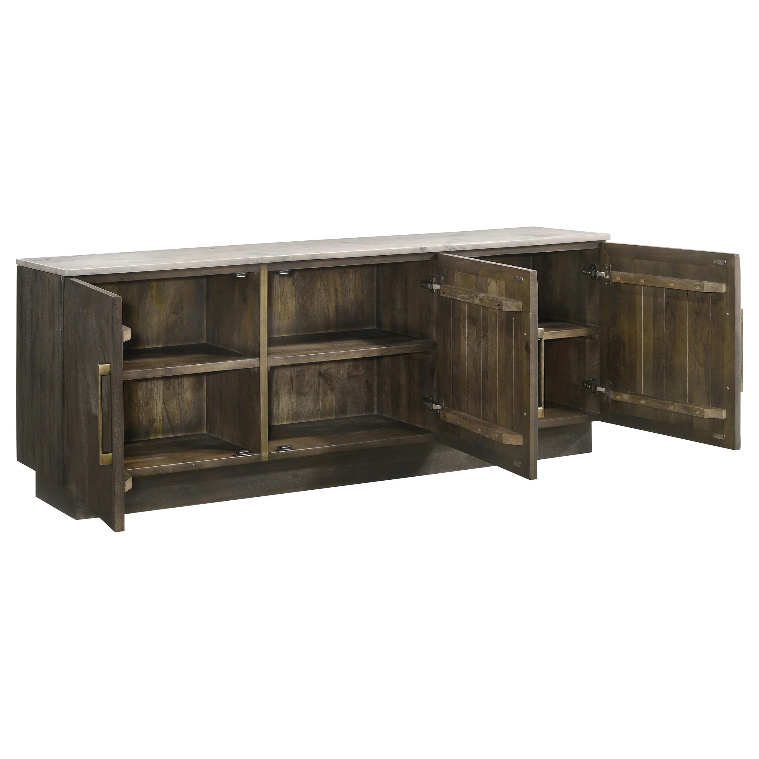 Dennis 3-Door Marble Top Sideboard Buffet in Tobacco Grey - Image 2