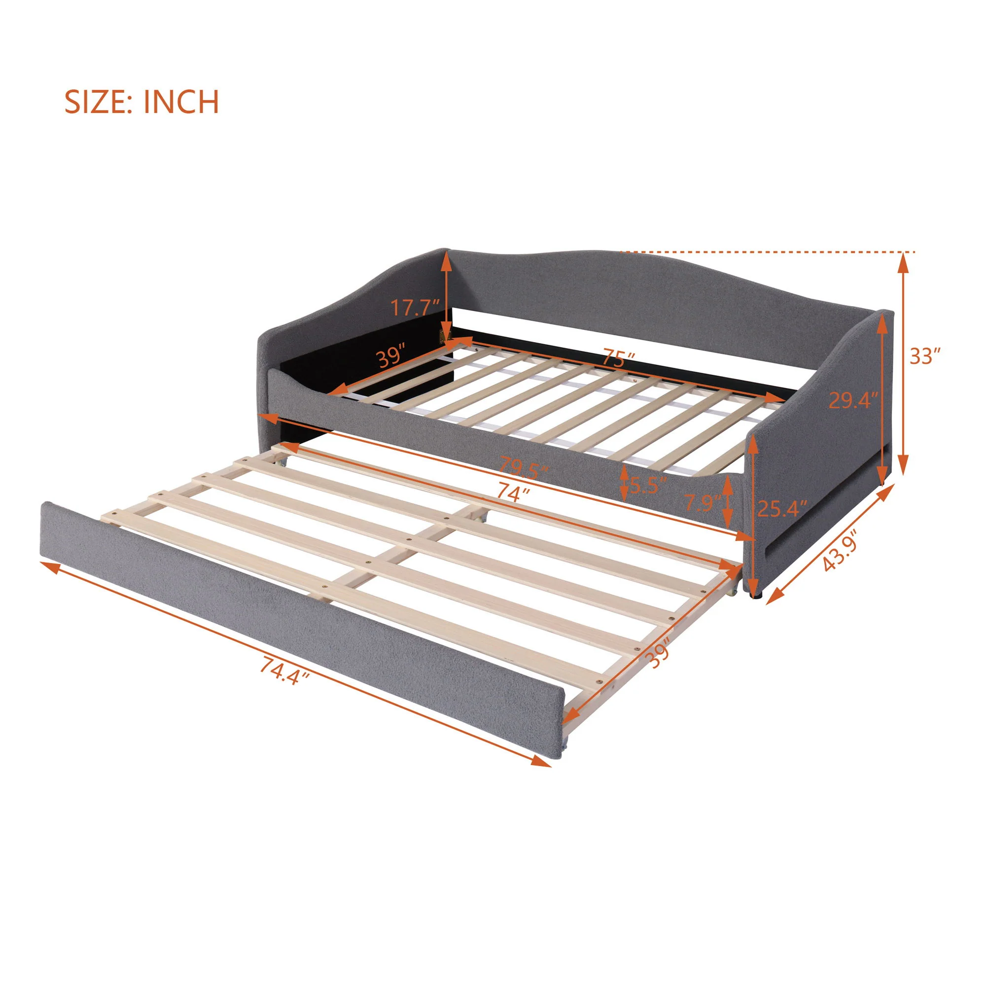 Design Upholstered Daybed With Light And Trundle - Image 19