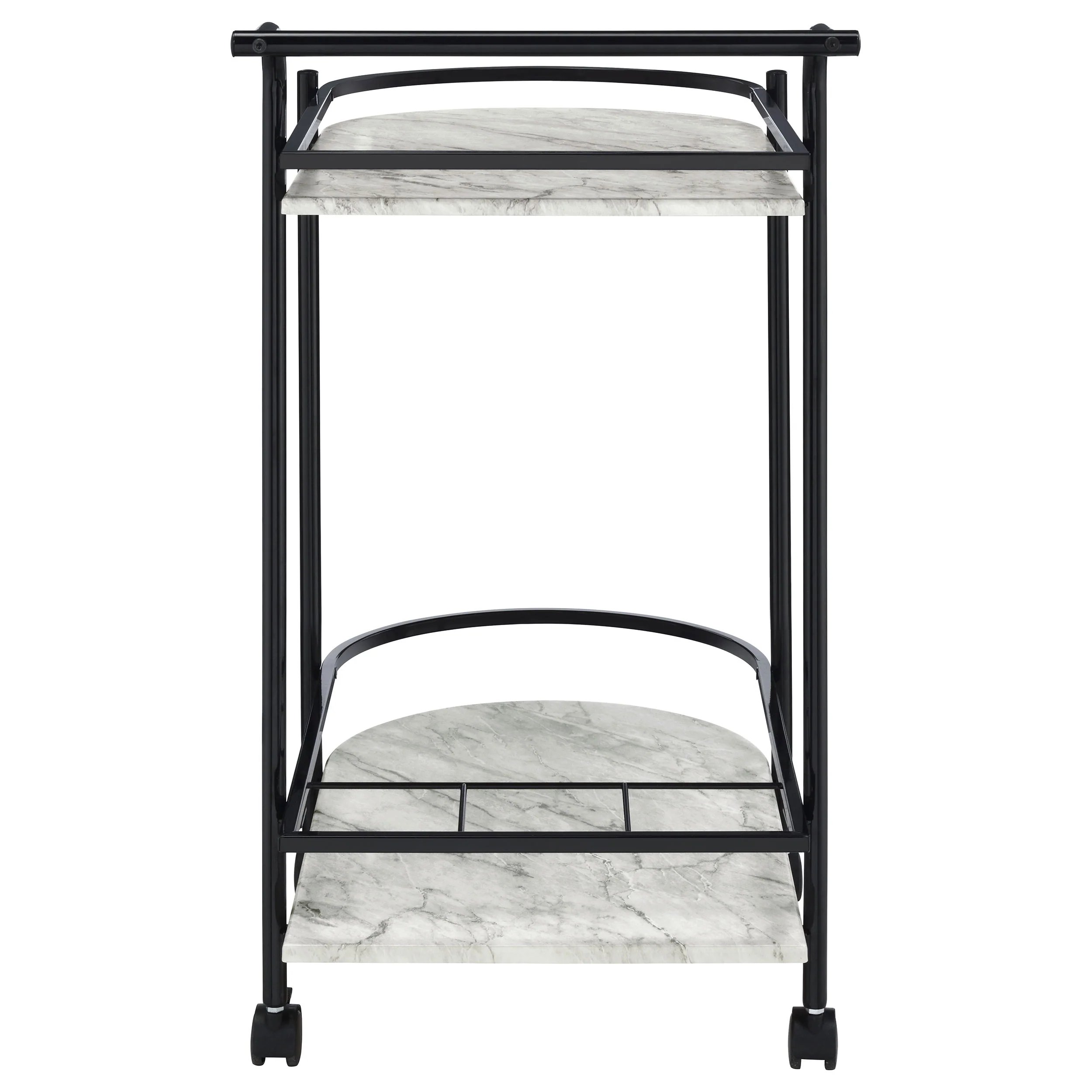 Desiree 2-Tier Faux Marble Bar Cart with Wine Rack - Black - Image 8