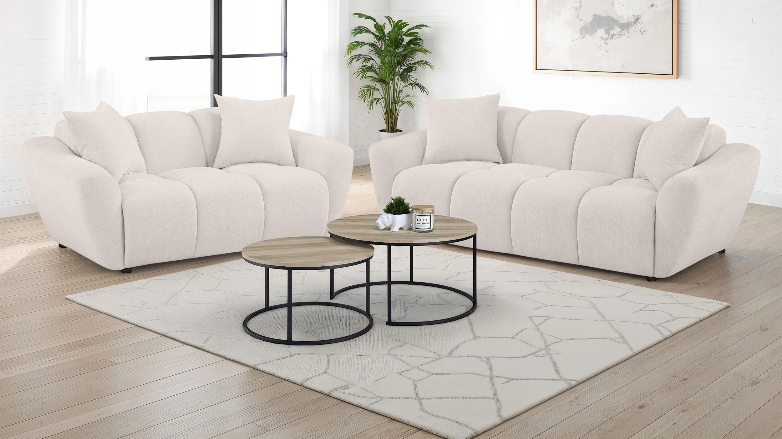 Destino Chenille Upholstered Splayed Arm Loveseat, Greige - Image 12
