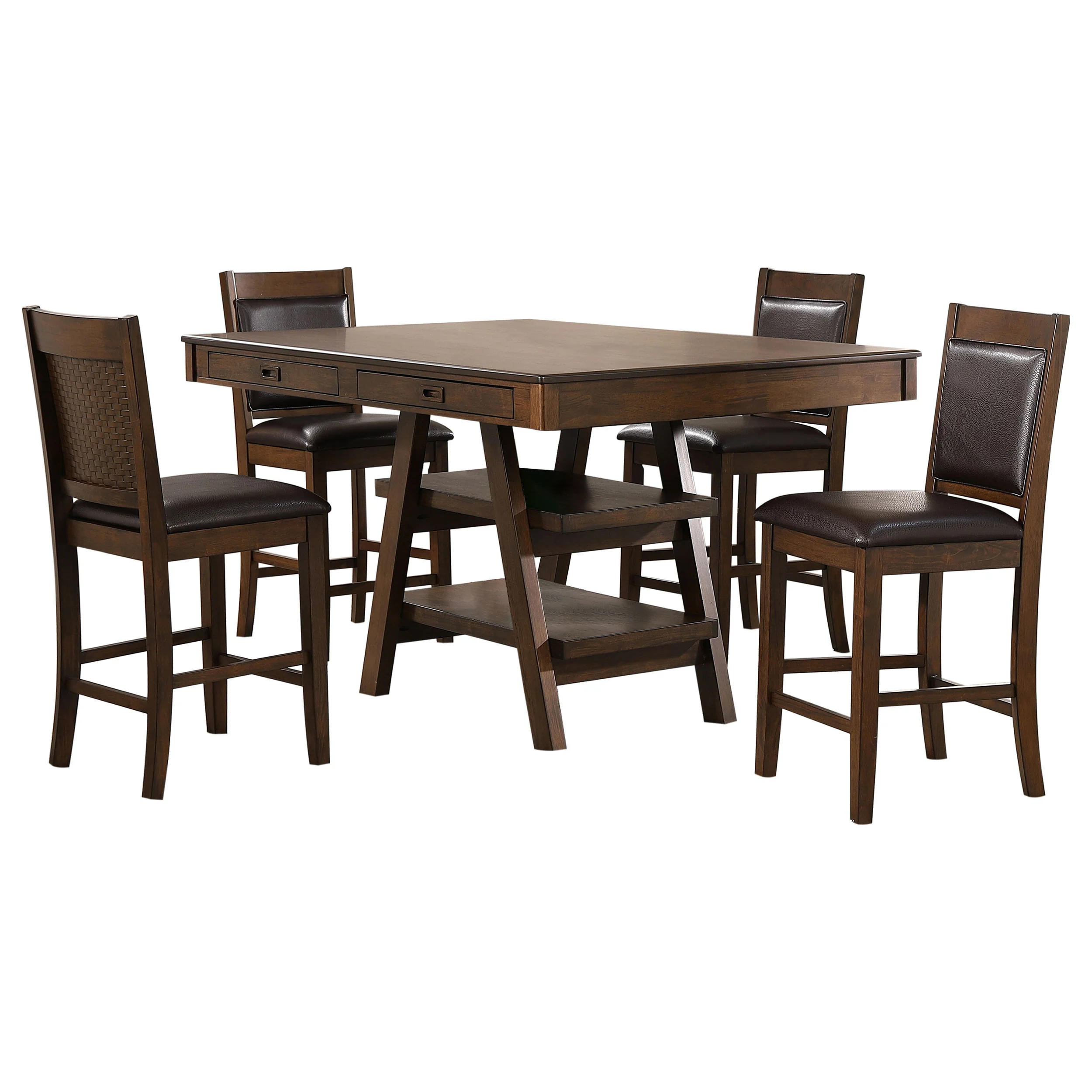 Dewey 5-Piece Walnut Counter Height Dining Set - Image 4