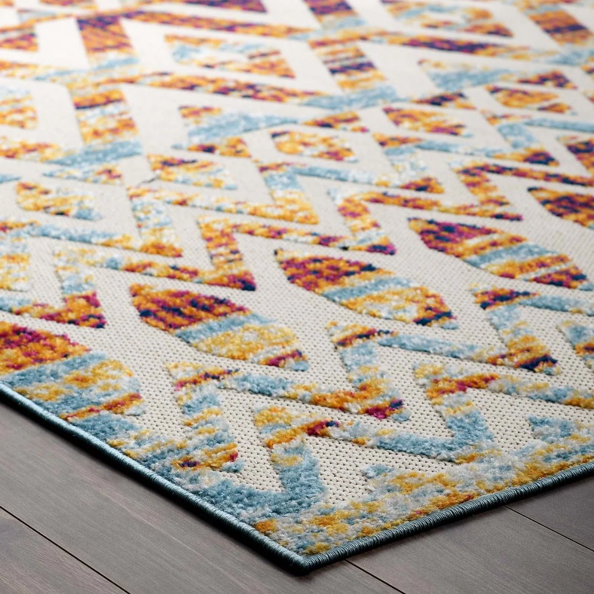Diamond Chevron Moroccan Trellis Indoor/Outdoor Rug - Geometric Pattern Area Rug - Image 5