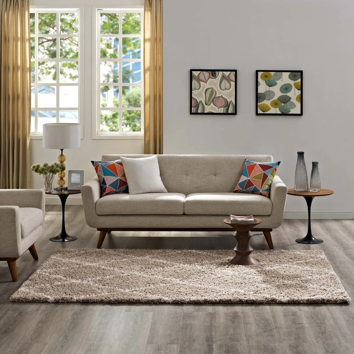 Diamond Lattice Shag Area Rug Soft Plush Geometric Floor Rug for Living Room - Image 12