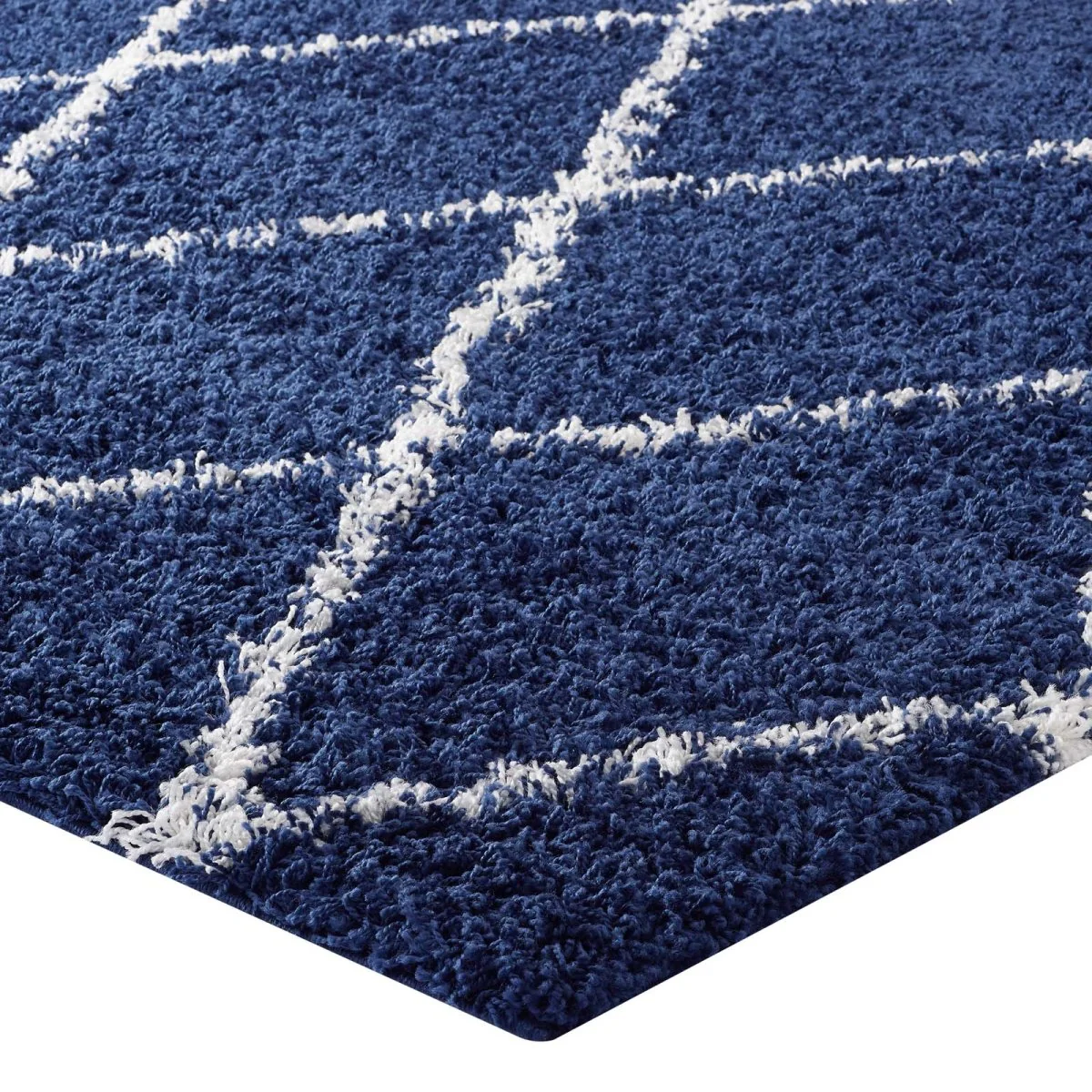 Diamond Lattice Shag Area Rug Soft Plush Geometric Floor Rug for Living Room - Image 32