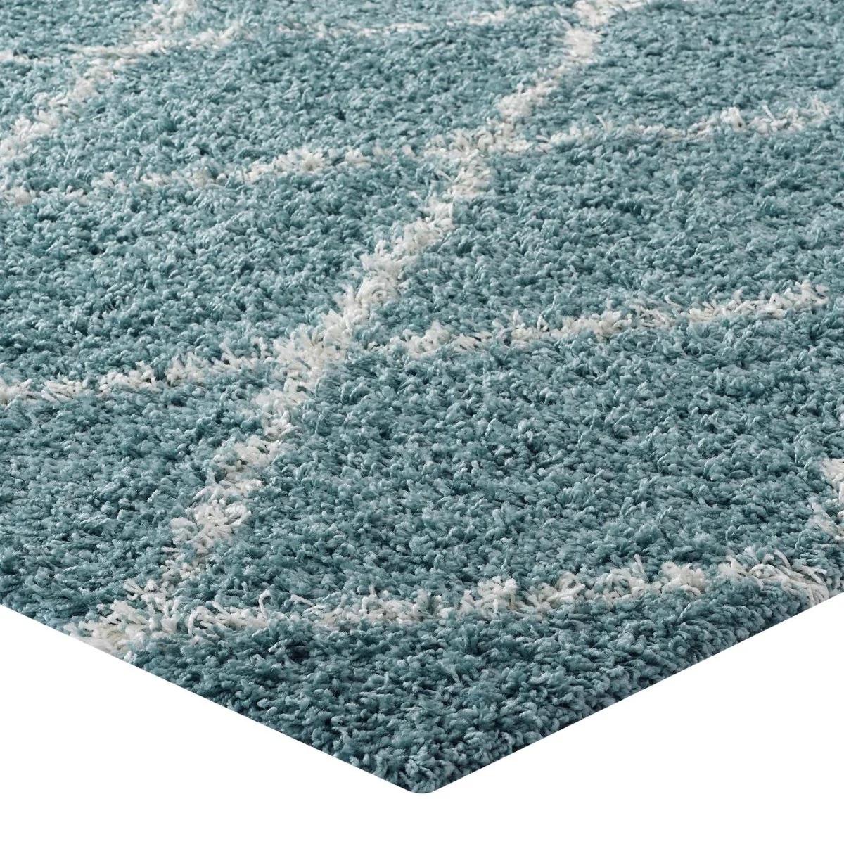 Diamond Lattice Shag Area Rug Soft Plush Geometric Floor Rug for Living Room - Image 4
