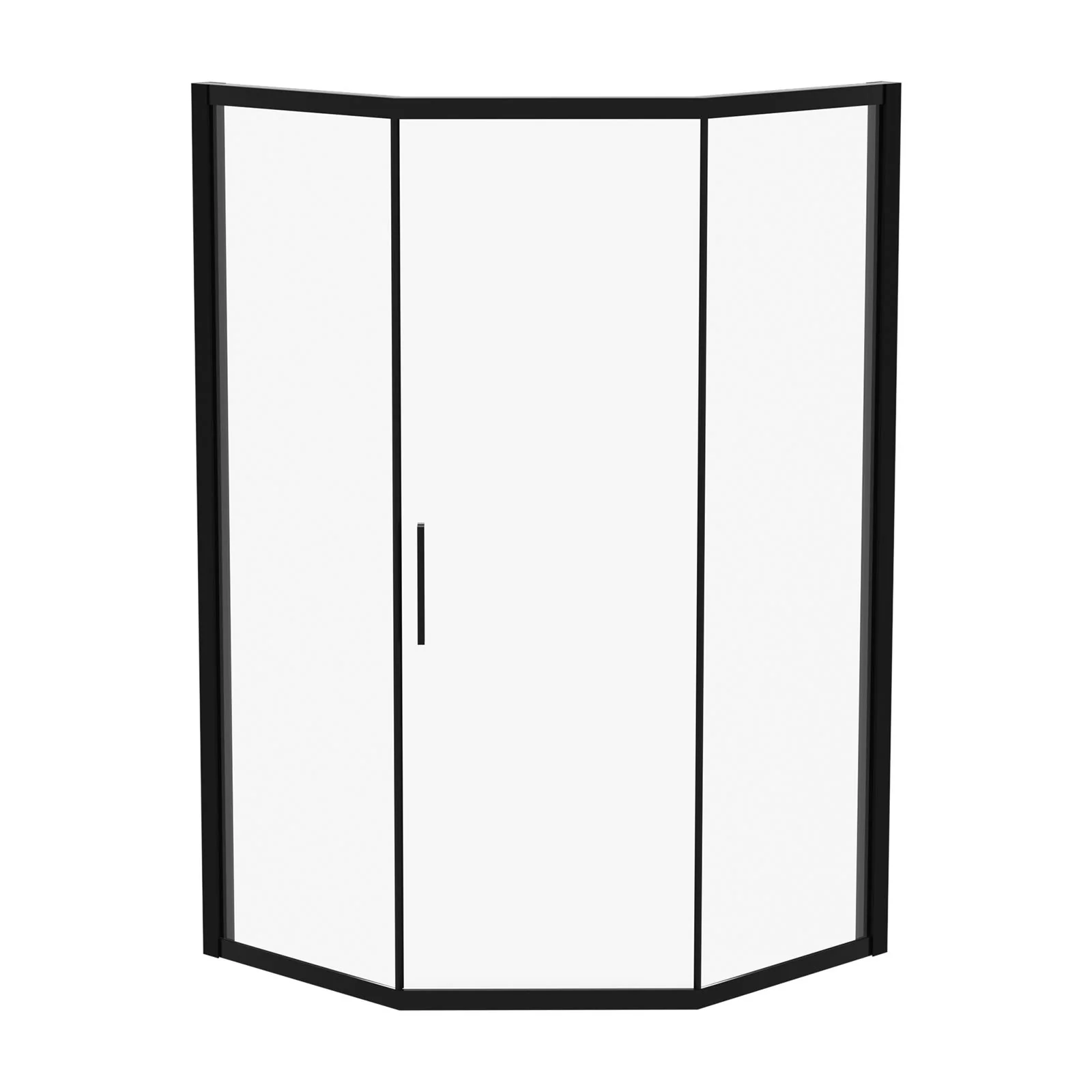 Diamond Shaped Corner Shower Door, Inward Sliding, Stainless Steel Frame - Image 2